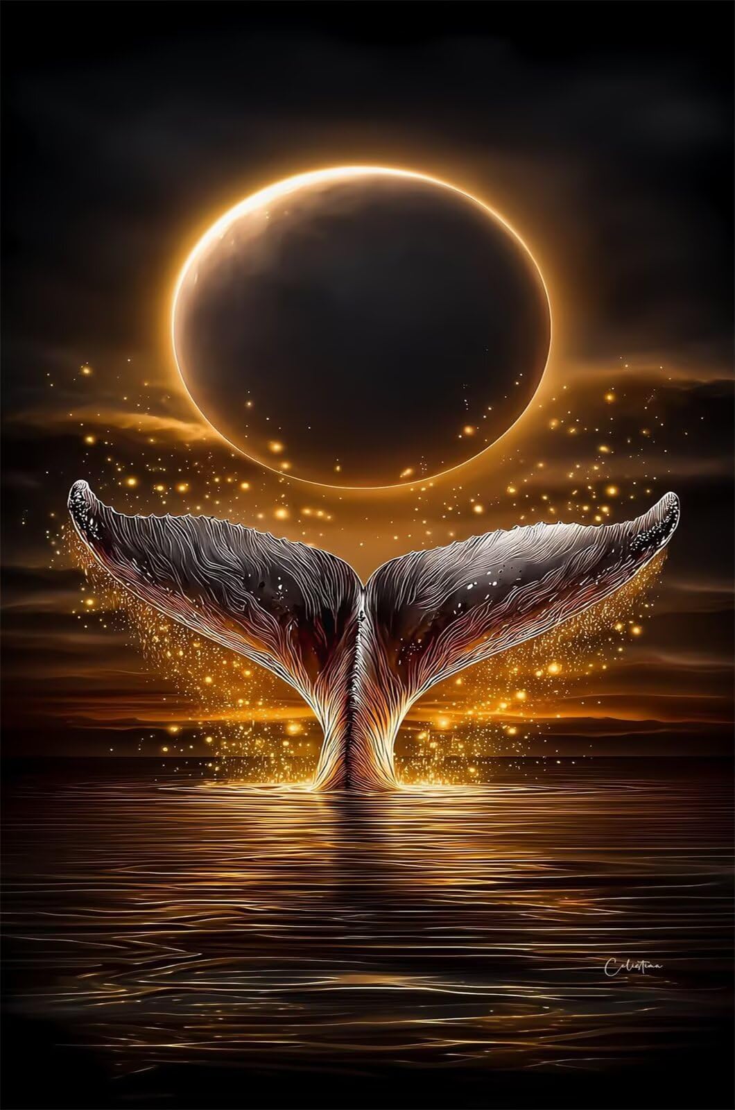Puzzle 1314 Teile Erwachsene, Wal Bei Vollmond Puzzle, Impossible Klassische Puzzles zum Stressabbau, Wanddekoration und Geschenk für Erwachsene 75x50 cm