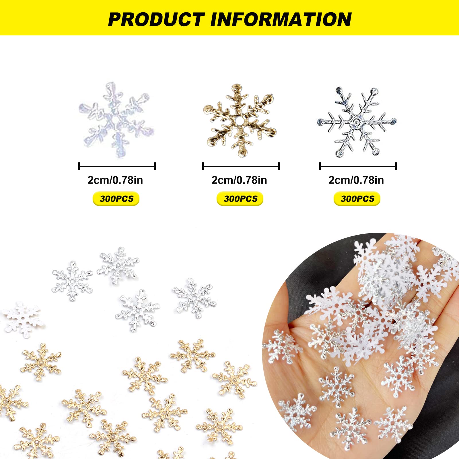 900 Confettis Flocons De Neige - Blanc, Bleu, Rose Pour Déco Noël Et Fêtes D'hiver