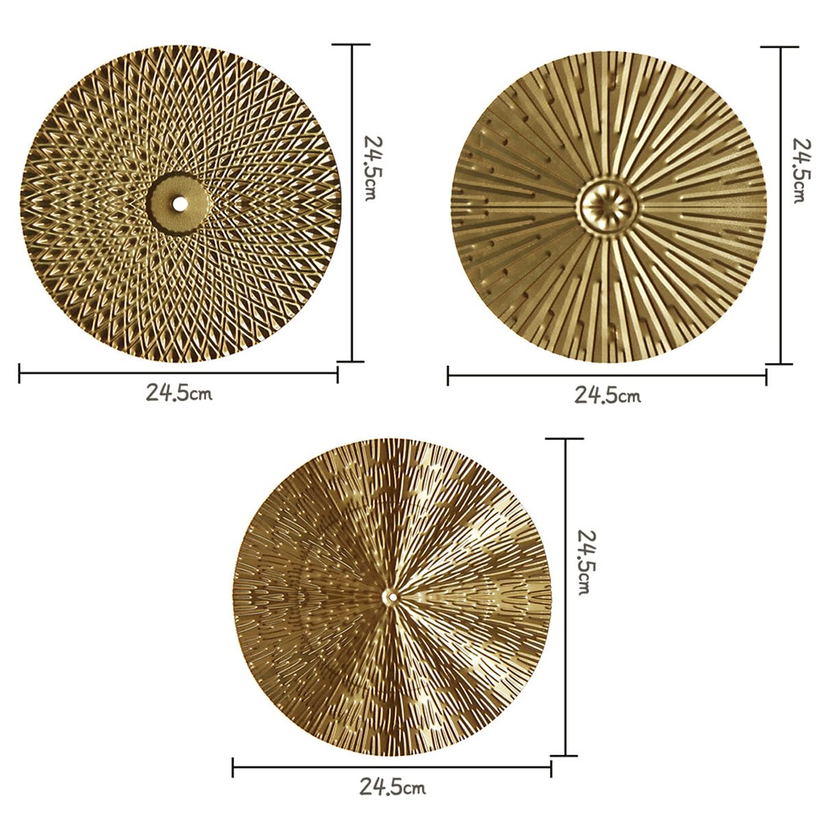 7 szt. Nowoczesny metalowy zestaw artystyczny na ścianę złota dekoracja ścienna do salonu okrągły rozbłysk słońca metalowa sztuka ścienna do eleganckiej i modnej dekoracji domu