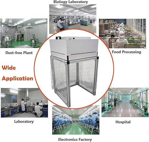 Miniatura 7 de Campana de flujo laminar vertical de 110 V Banco limpio de flujo de aire con filtro HEPA para ventilador de aluminio clase 100 taller de habitación