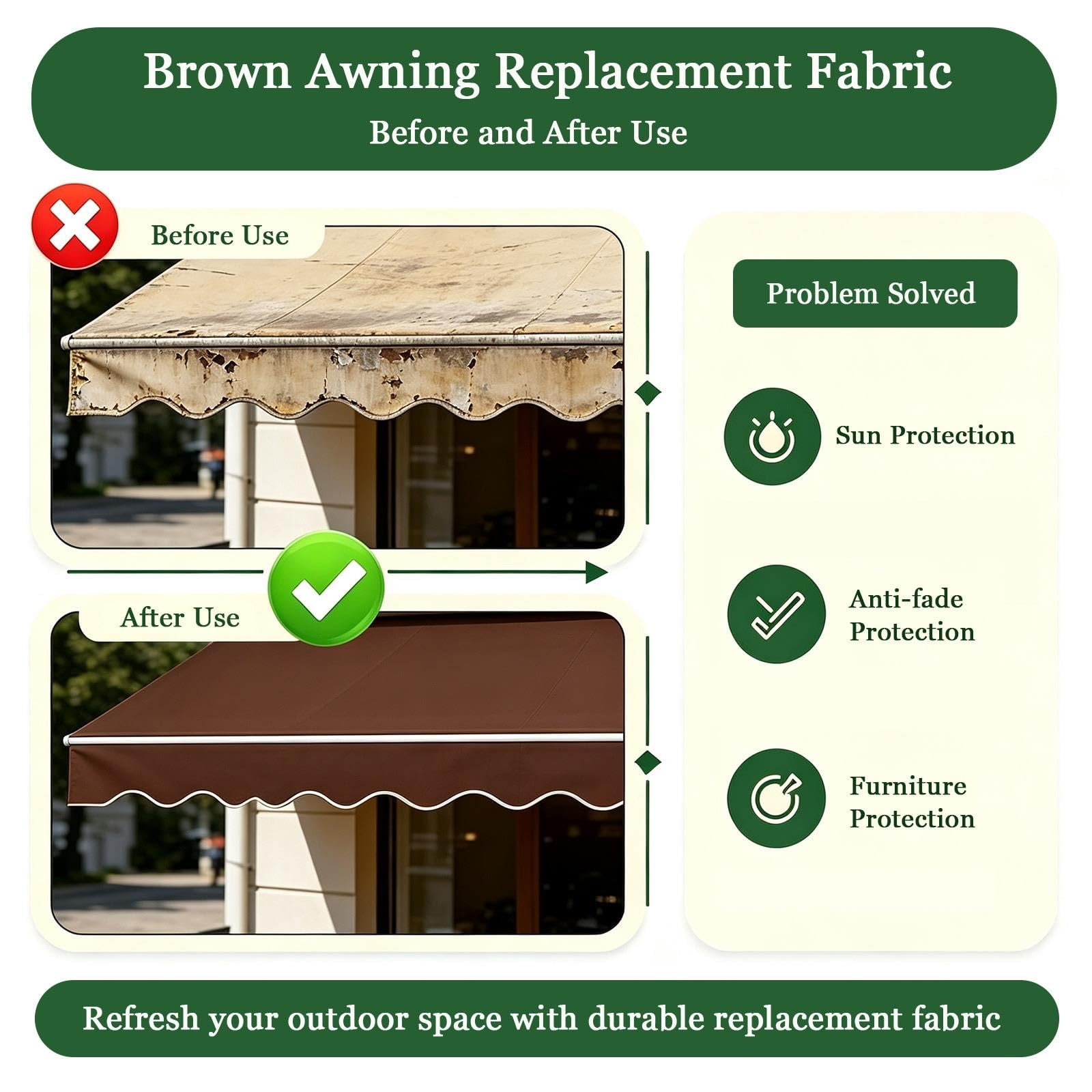 Toile de Remplacement Store Banne Patio Tissu de Remplacement pour Auvent