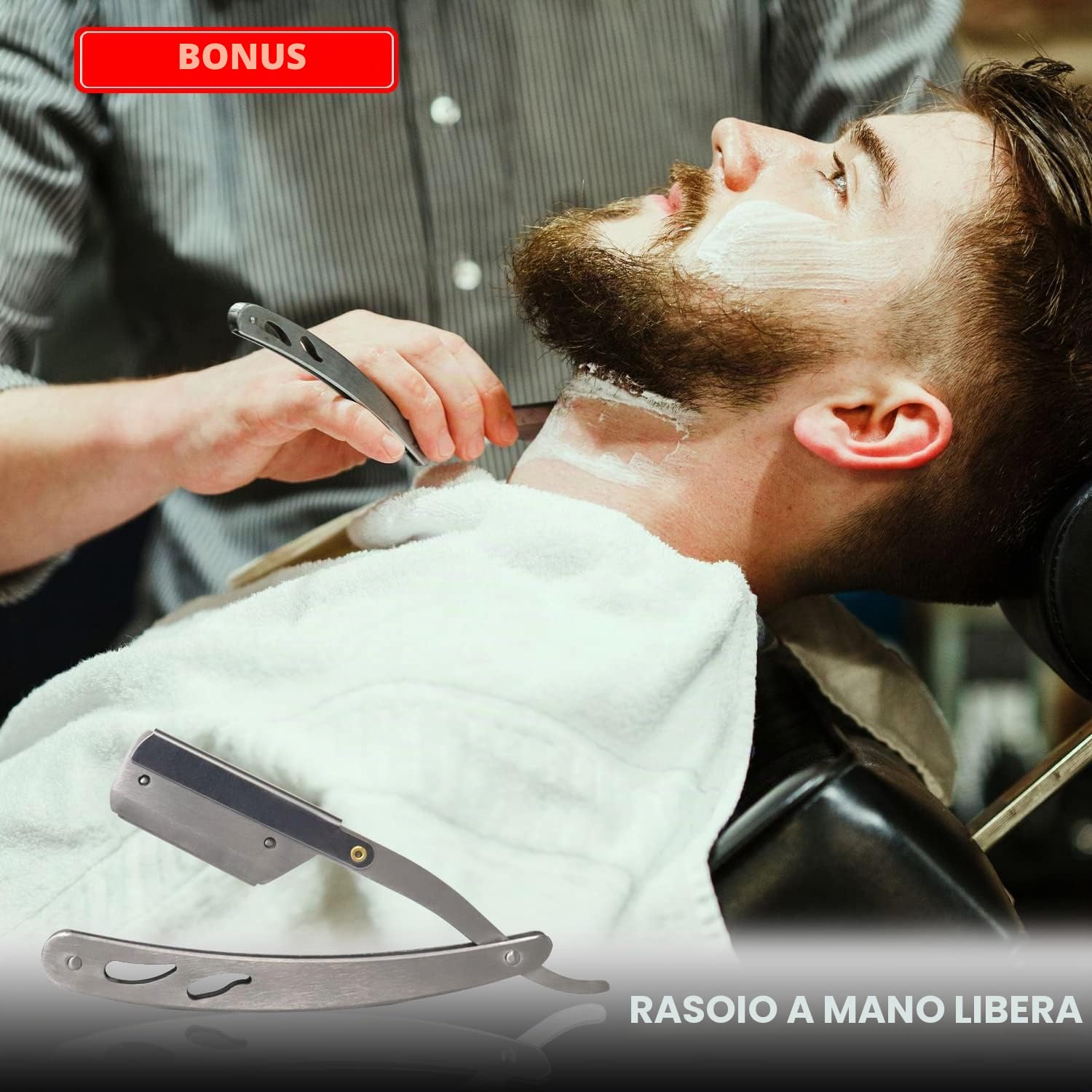 Kit Uomo Rasoio, Sapone, Crema, Olio, Dopobarba, Pennello e Ciotola - Set da Barba Completo
