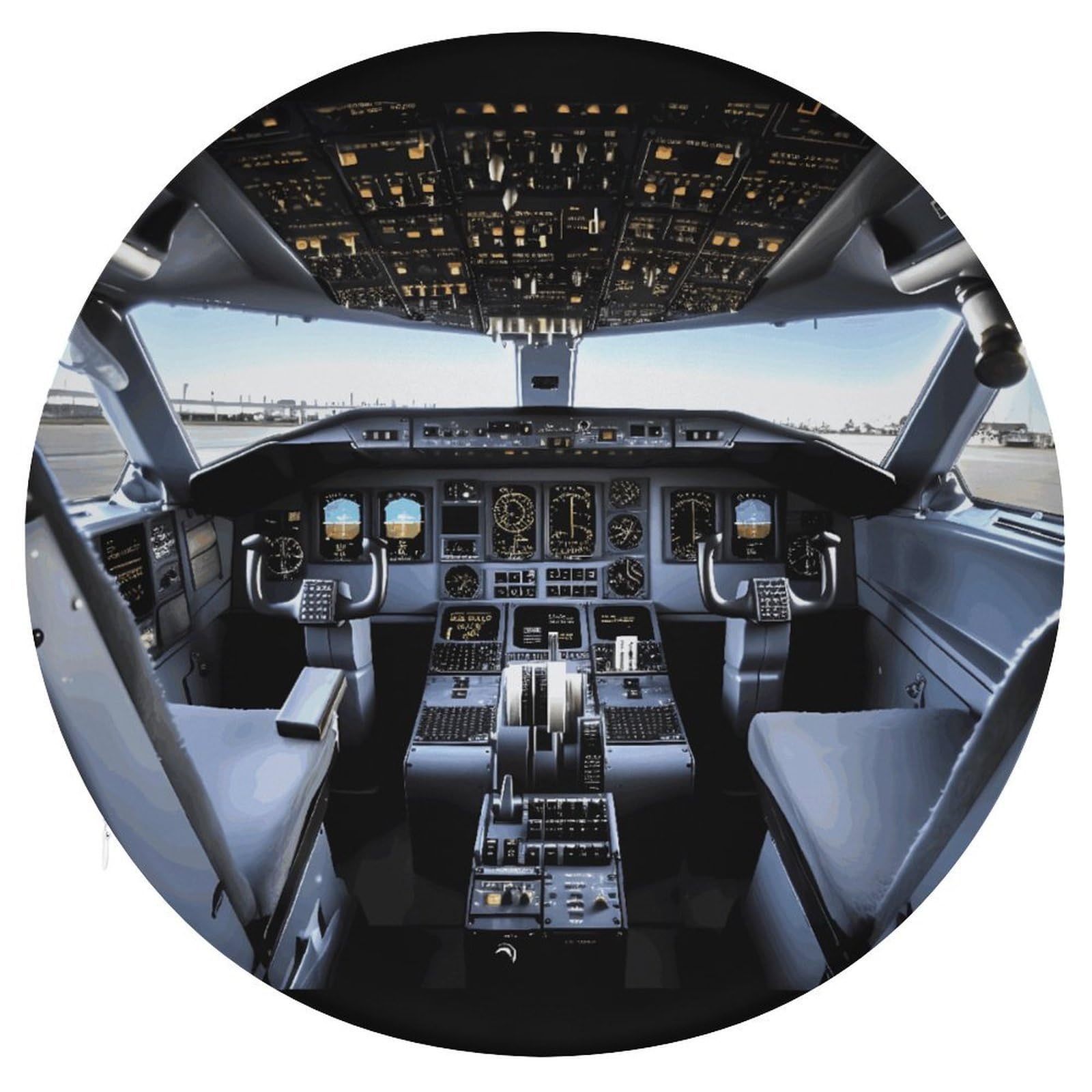 LZQPOEAS Airplane Cockpit Round Chair Cushion 15 Inch, Detachable Memory Foam Seat Cushion,Circle Stool Cushion, Soft Round Chair Pad with Removable Cover