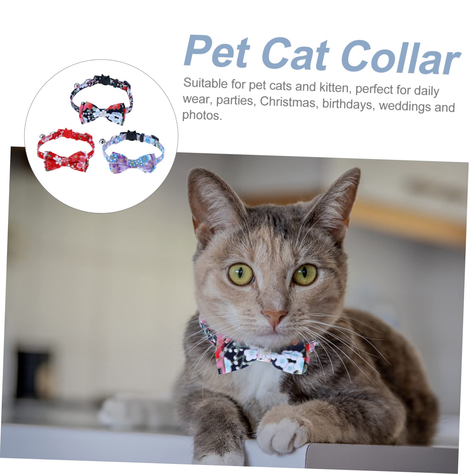 BESPORTBLE 9stücke Verstellbarer Katzenhalsband Mit Glöckchen Und Schleife Blumenmuster Farben Für Haustiere Für Süße Katzen Und Kätzchen