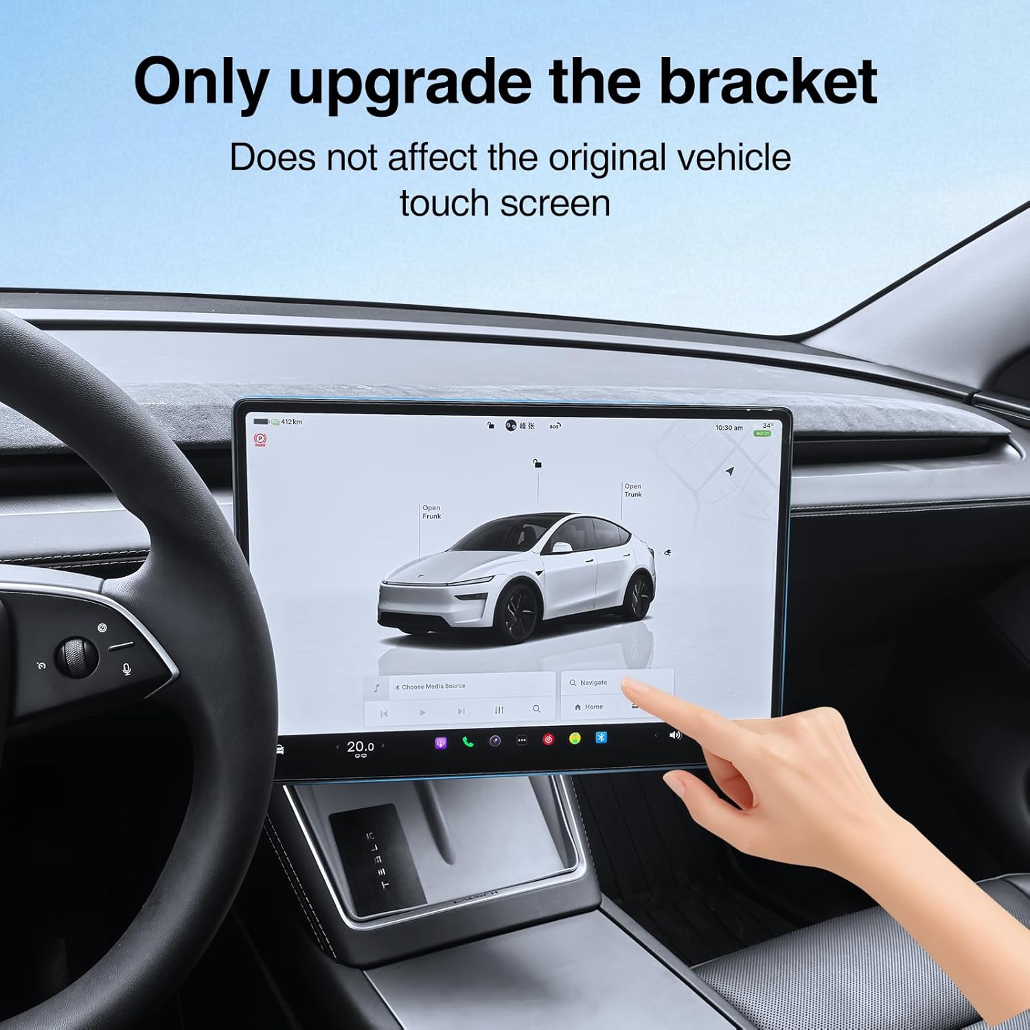 Screen Swivel Mount for Tesla Model Y Juniper(2025-2026) & Model 3 Highland(2024-2025) - Left/Right 30° Up/Down 15° Rotating Bracket, 4-Way Adjustable Screen Mount for Tesla Center Display