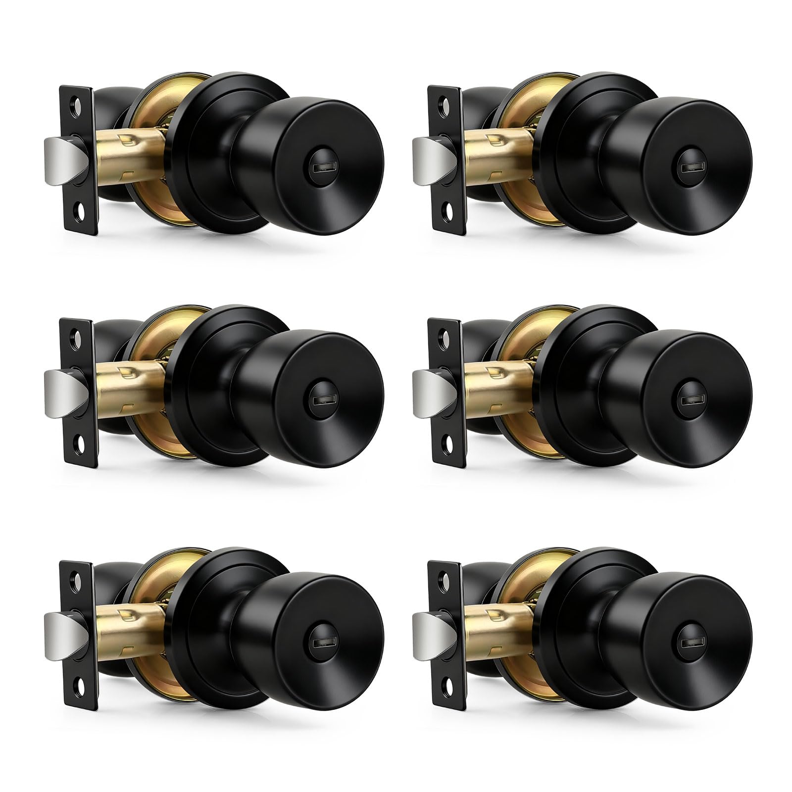 Brushed Nickel Door Knobs - 5 Pack Tulip Privacy Knobs -13