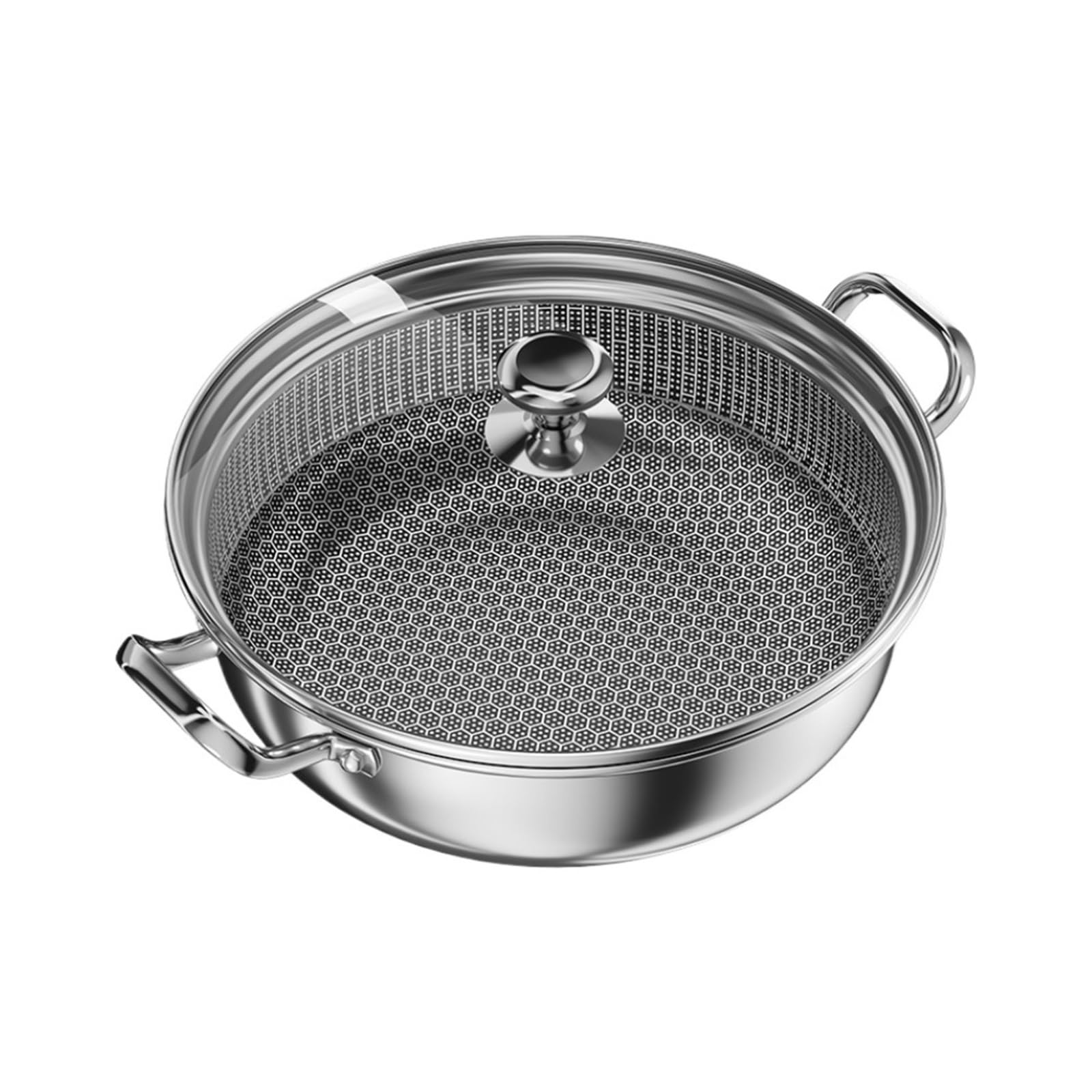 Olla Portátil para Camping Olla De Sopa Doble Oreja Acero Inoxidable, Caliente, Cocina Inducción, Estufa Gas Universal Cenas Picnics Restaurantes Y Buffets(34cm)