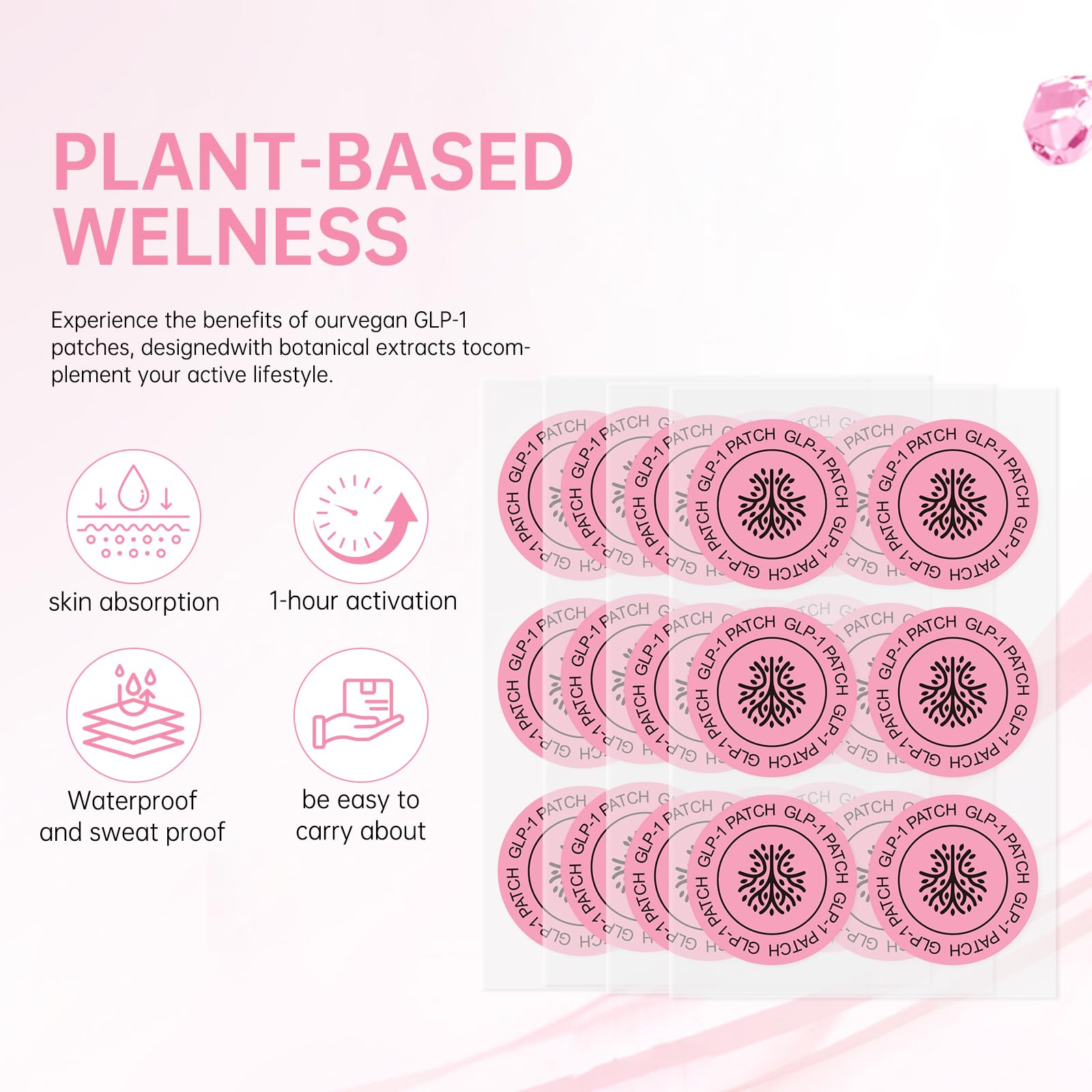 GLP-1 Patches for Cravings Support and Healthy Metabolism, Daily Metabolic Gentle Formula, 30 Patches, 1 Month Supply — view 5