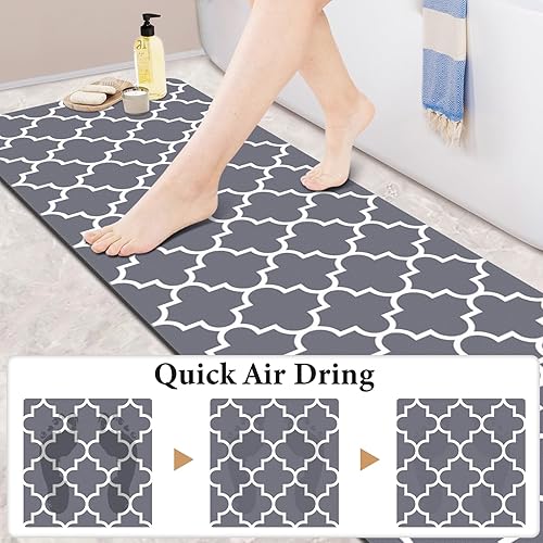 Miniatura 2 de KMAT Tapete de baño súper absorbente, antideslizante, de secado rápido, se adapta debajo de la puerta, lavables, para baño, ducha, frente al