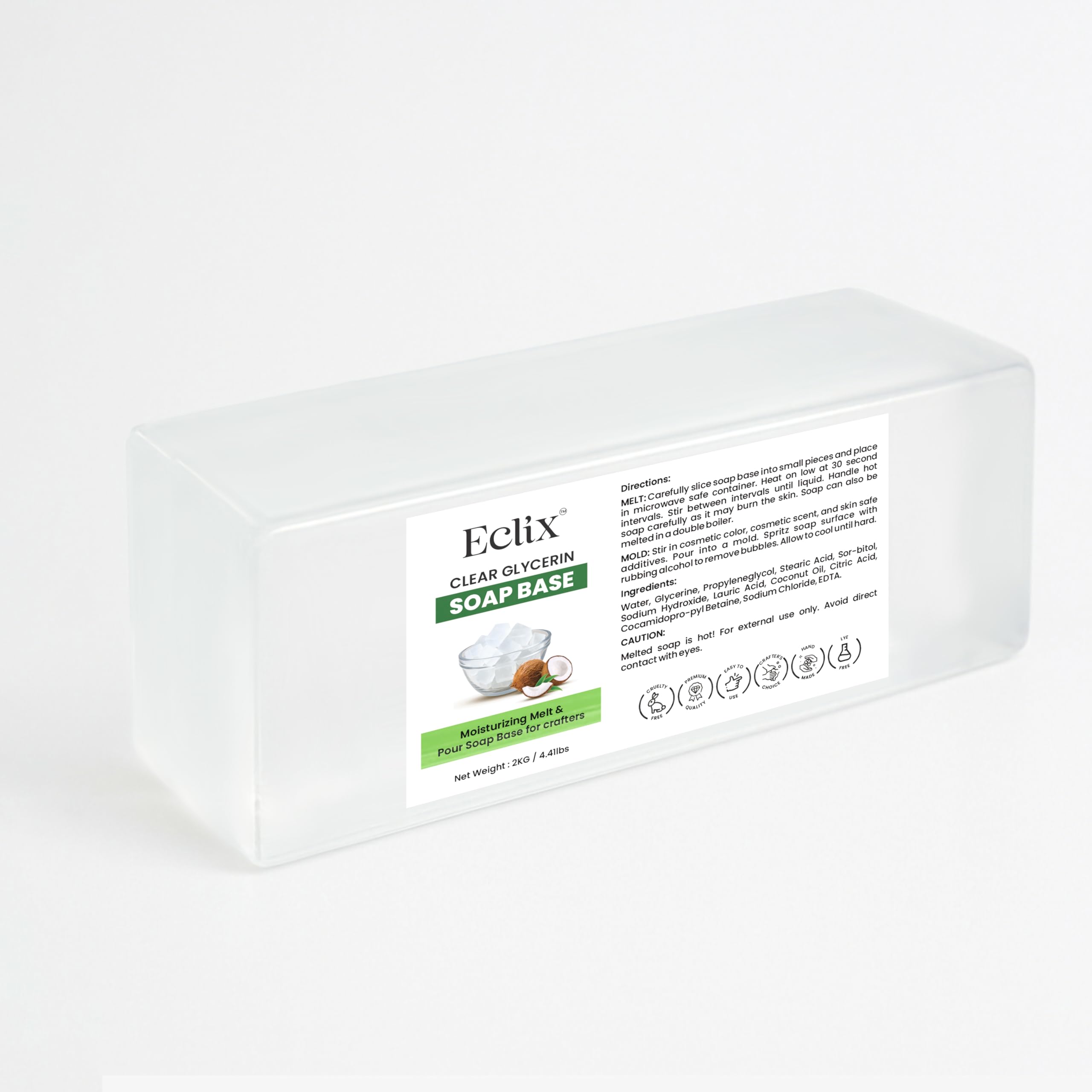 Eclix Ultra Clear Moisturizing Glycerin Transparent Soap Base 2kg - Image 1