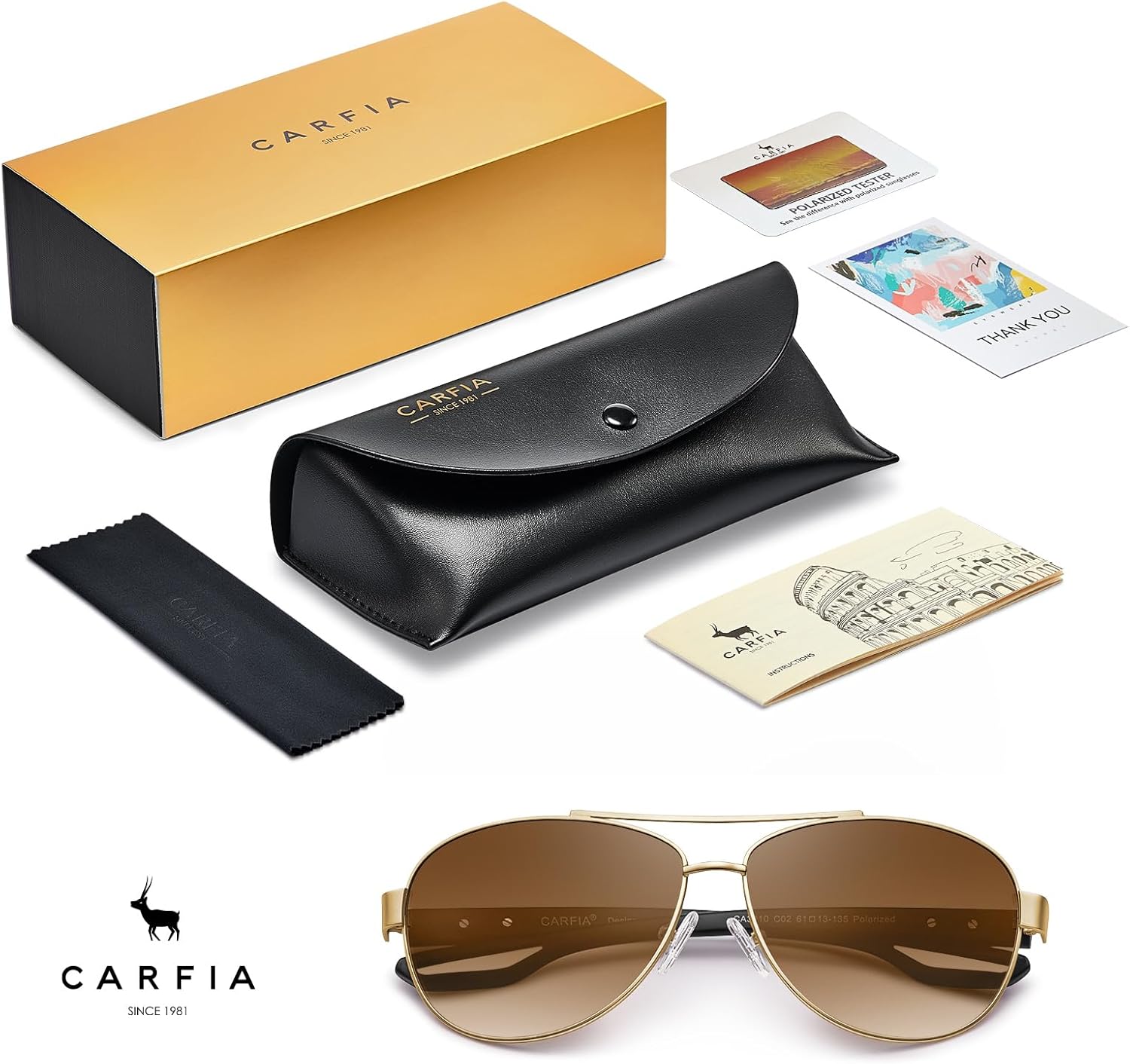 CARFIA Lightweight Retro Pilot Sunglasses for Women Polarized UV Protection, Trendy Outdoor Driving Lady Sunnies Metal Frame - Image 9