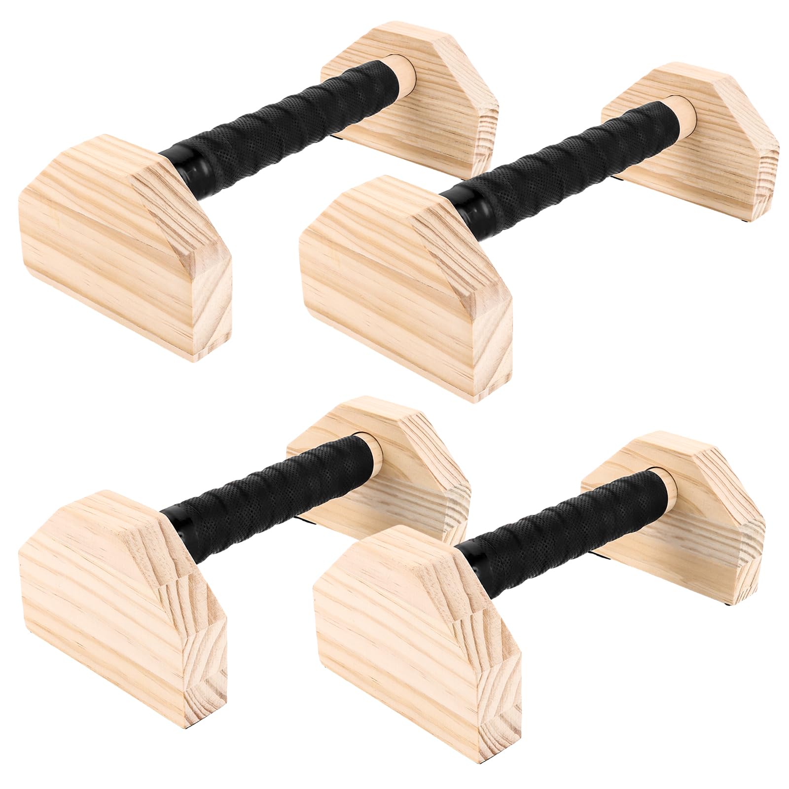 4er Set Liegestützgriffe Holz, Handstand Stütze, Push Up Bars Holz Parallettes für Handstand, Liegestütze (25 CM + 30 CM)