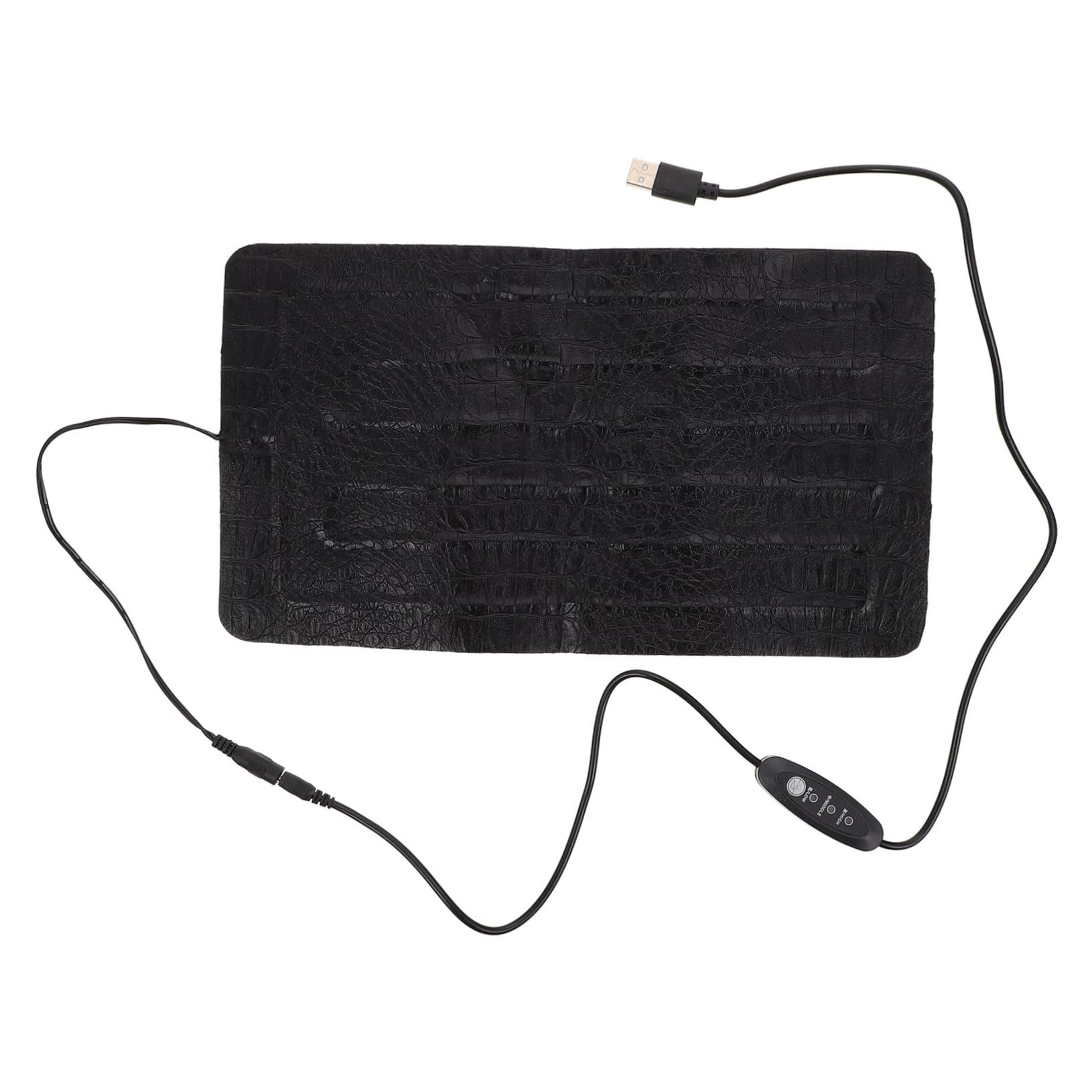 ifundom Almohadilla Térmica Eléctrica Portátil, de Cuero Negro Control de Temperatura USB para Reptiles y Mascotas Pequeñas Adecuado para Terrarios y Uso al Aire Libre