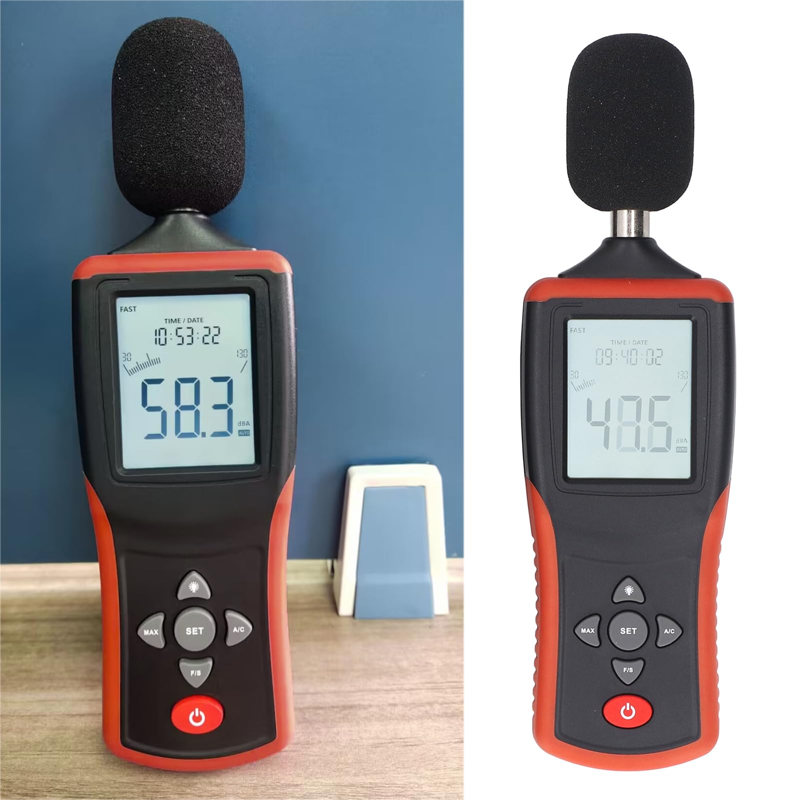 Medidor de Decibeles con pantalla LCD retroiluminada con sonómetro, probador SPL portátil para uso doméstico y de fábrica, de 30 a 130 dB