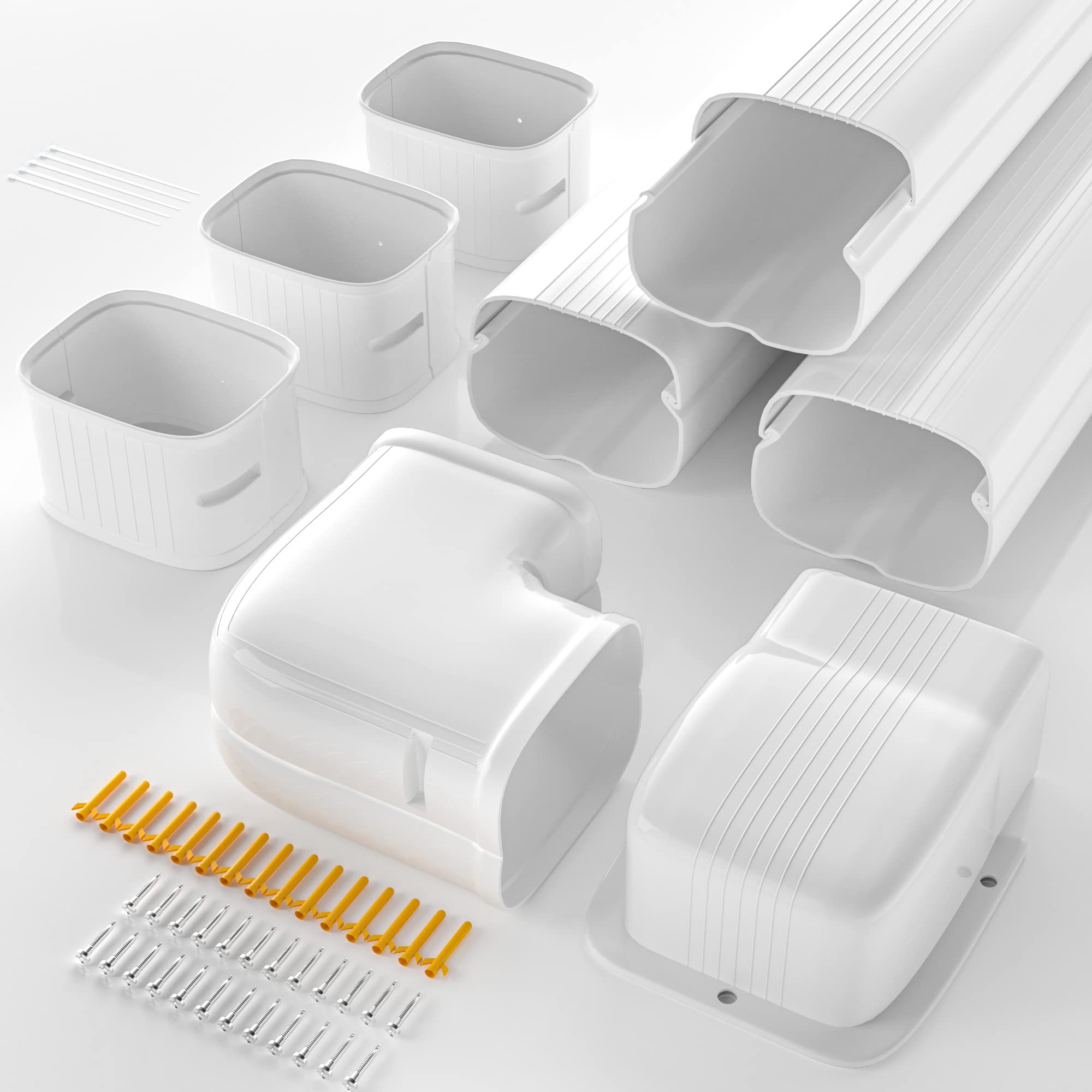 5'' 11Ft Mini Split Line Set Cover for Ductless Air Conditioners and Heat Pumps Decorative, Upgraded UV-Proof Strong&Durable PP Pipe