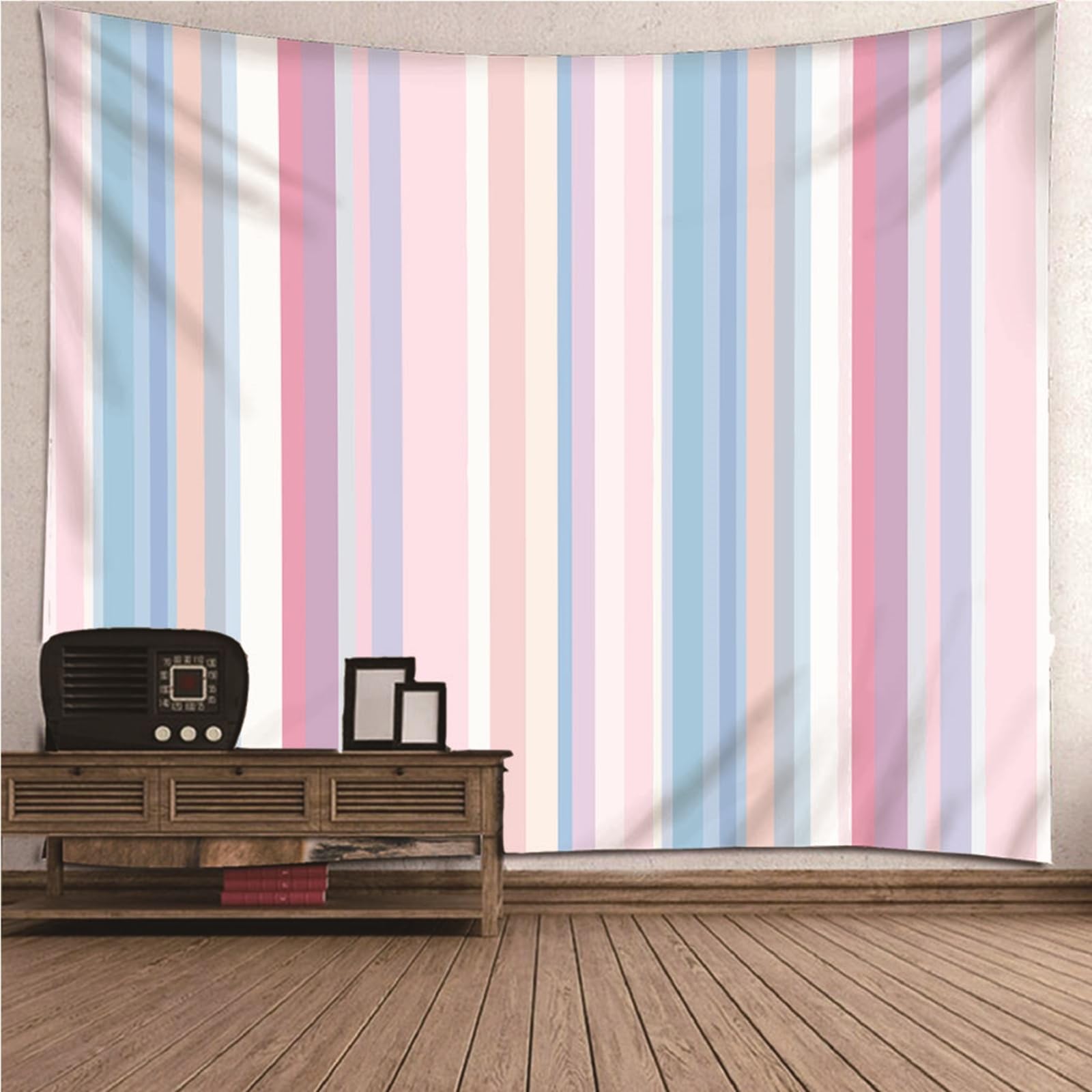 Lieson Arazzo Grande, Arazzi da Parete Moderni 350x256CM Strisce Verticali Semplici Tappeti Parete Camera Letto Per Decorazione Della Casa, Rosa Blu
