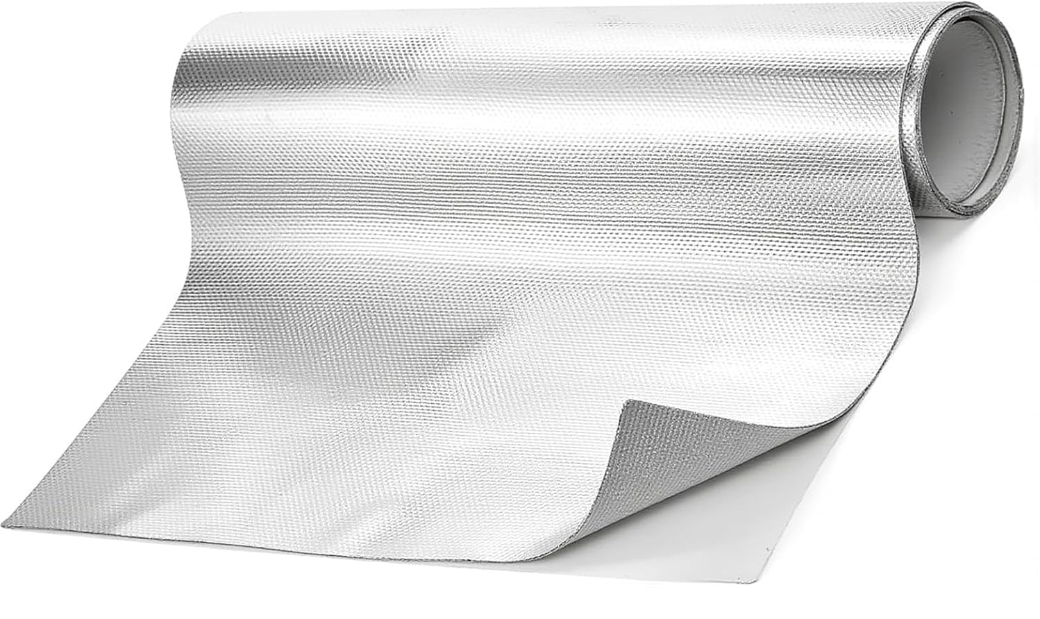 MSLHUB Aluminisierte Hitzeschutzmatte, 60 x 300 cm Hitzeschutzfolie Selbstklebend Rückseite, Isolierfolie Heizung, Kleberücken Aluminium Glasfaser Blatt für Schlauch und Automatische Verwendung