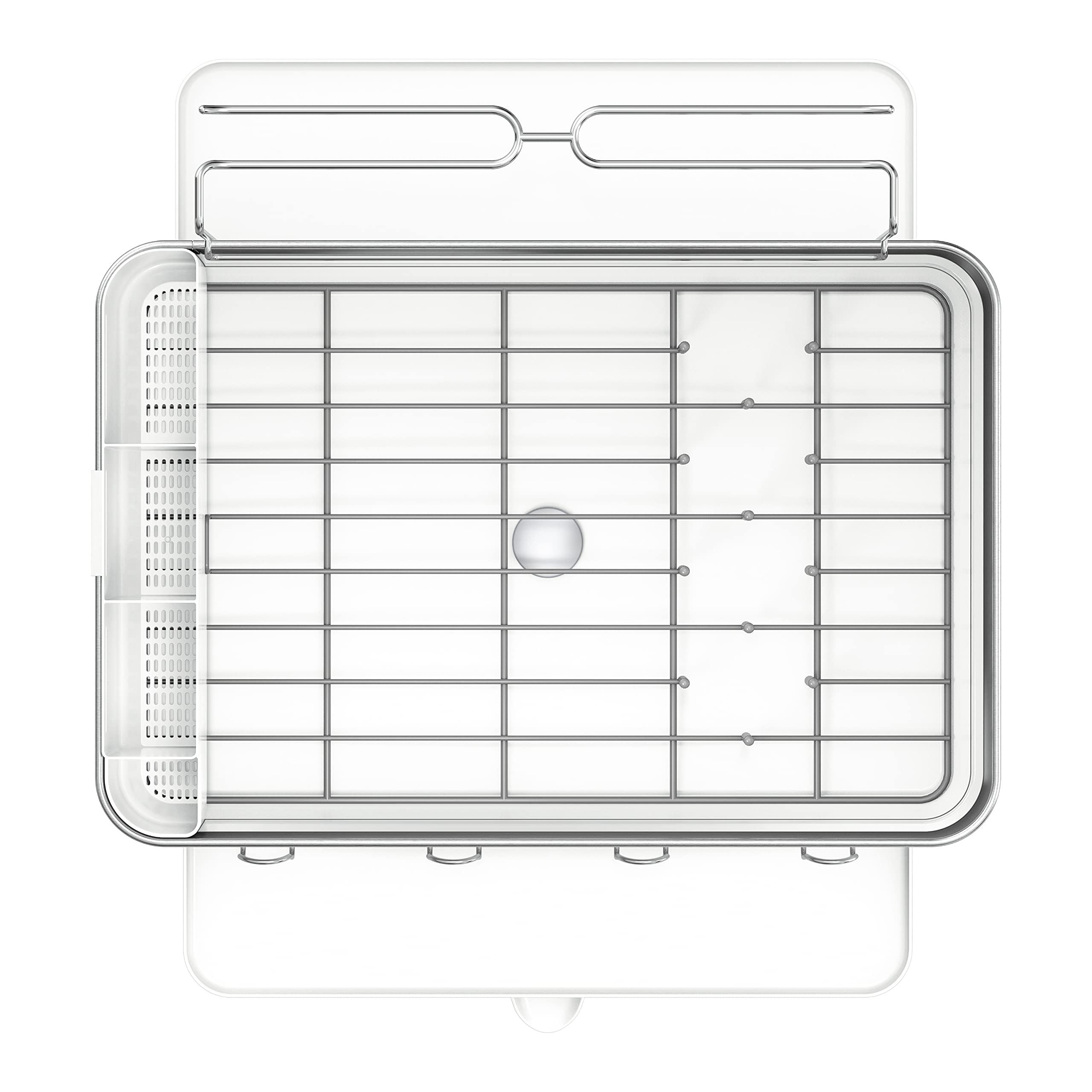 Simplehuman Geschirr-Abtropfgestell mit Weinglashalter aus Edelstahl in der Farbe Silber, Maße: 56,6cm x 51,4cm x 34cm, KT1190