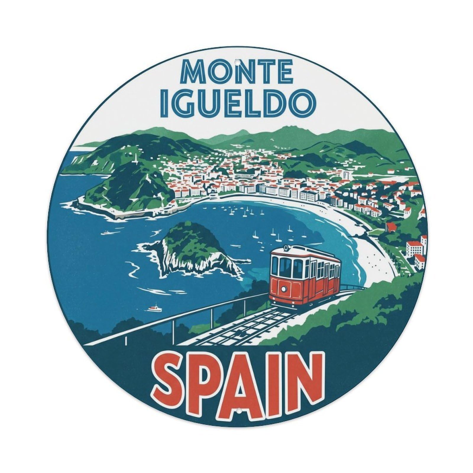 San Sebastian Monte Igueldo Spain Landmark Travel Metal Tin Sign