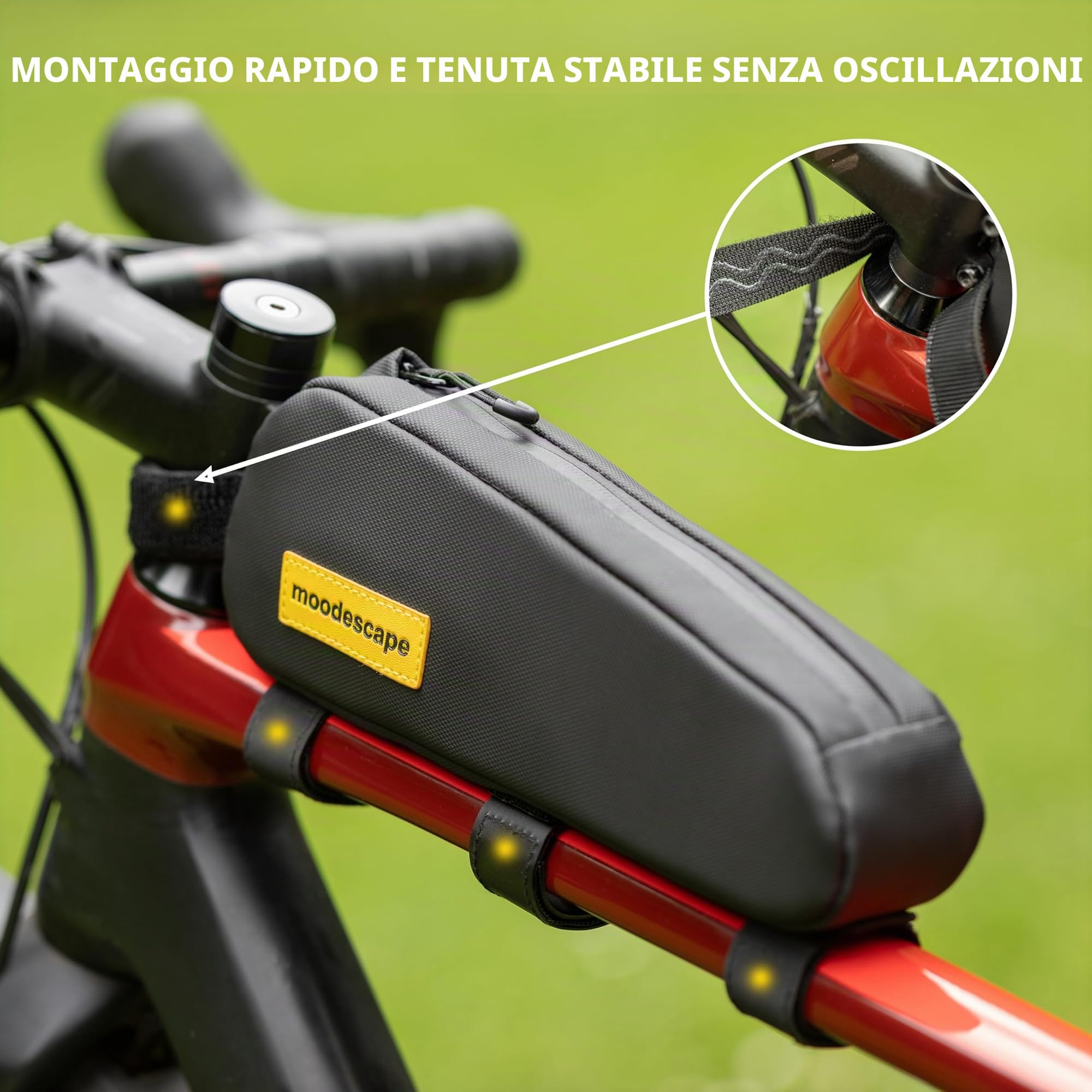 Borsa per tubo superiore da 1,0 l, resistente poliestere riciclato, apertura con una sola mano, tenuta ferma speciale, per bici da gravel, bici da strada, mountain bike