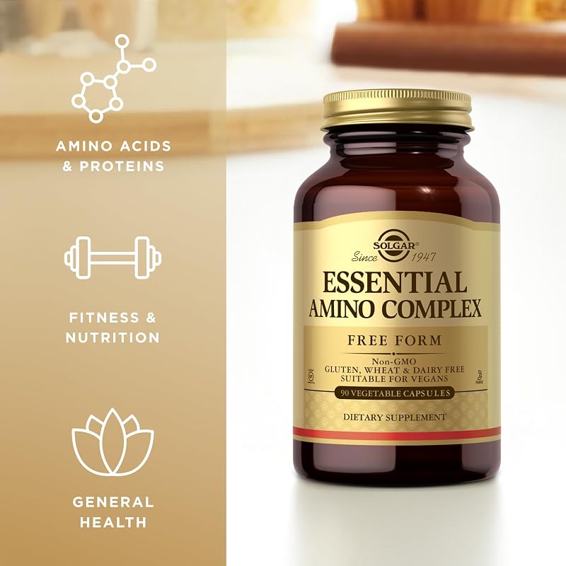 Solgar Essential Amino Complex, 90 Vegetable Capsules (Pack of 3) - Free Form Essential Amino Acids - Non-GMO, Vegan, Gluten Free, Dairy Free, Kosher - 270 Total Servings image 4