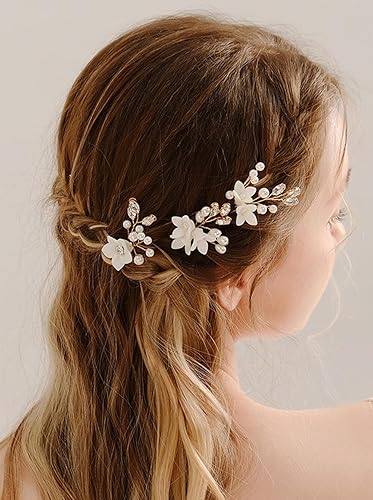 Miniatura 2 de Denifery Horquillas para el pelo de novia de flores, accesorios para el cabello de boda con diamantes de imitación para novia y dama de honor