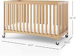 Lit de voyage en bois pliable Foundations, taille complète, pliage rapide, roulettes commerciales portables, lit d'hôtel, naturel
