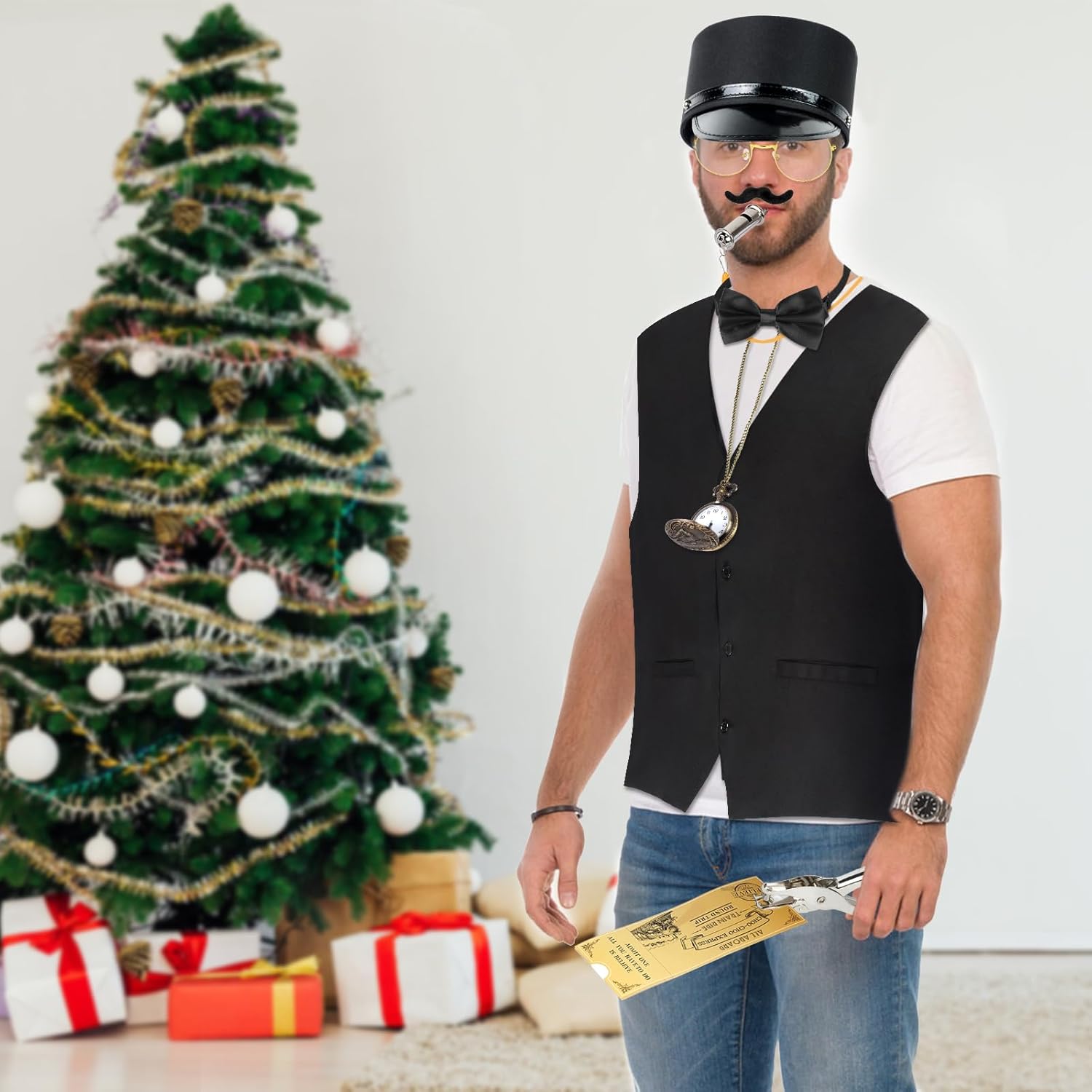 Kyson 21 Pcs Train Conductor Costume Christmas Express Costume Accessories Set for Men Women Halloween - Image 6