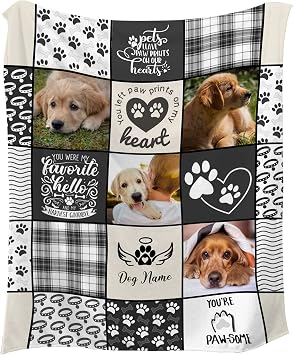 NIWAHO Custom Dog Memorial Blanket with Photo and Name Personalized Pet Loss Gift, 50x60 Inch Remembrance Throws, Sympathy Gift for Loss of Dog, Soft Flannel Fleece