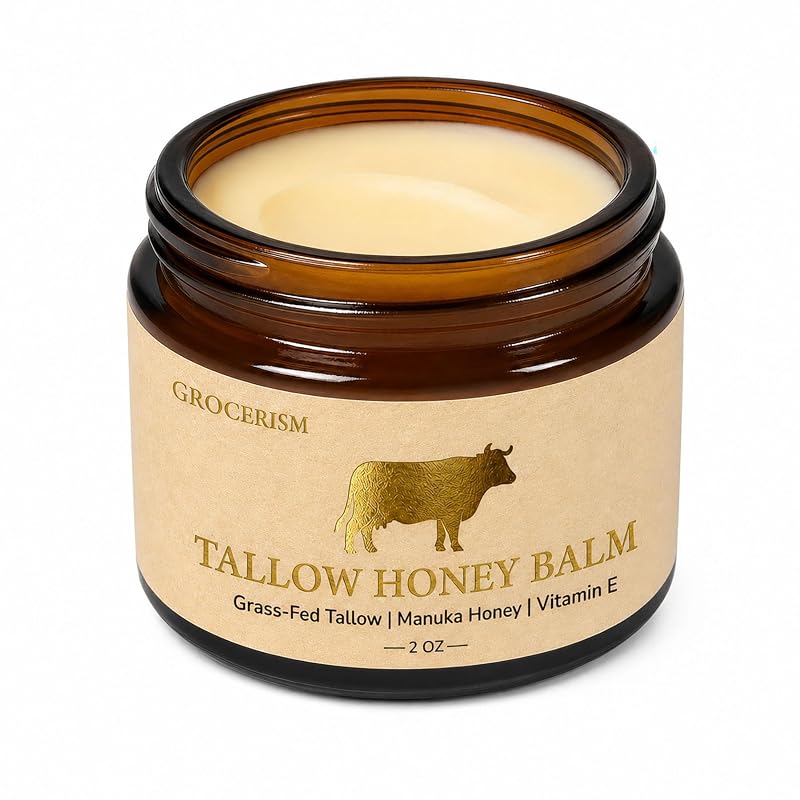 Bálsamo sólido facial e corporal Grocerism com sebo bovino e mel de Manuka, 159 g