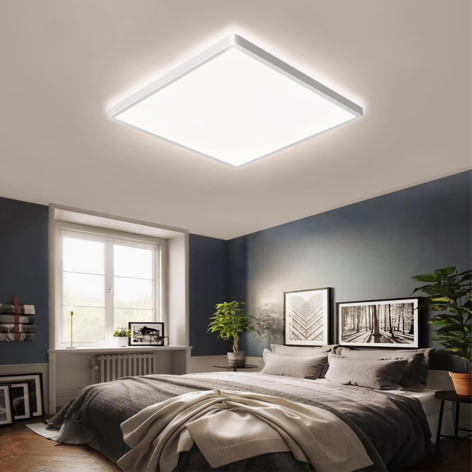 Set di 4 plafoniere a LED: plafoniera a LED quadrata, 24W, 5000K, ultrasottile (29 x 2,5 cm), ideale per bagni, camere da letto, soggiorni, cucine, cantine e balconi.