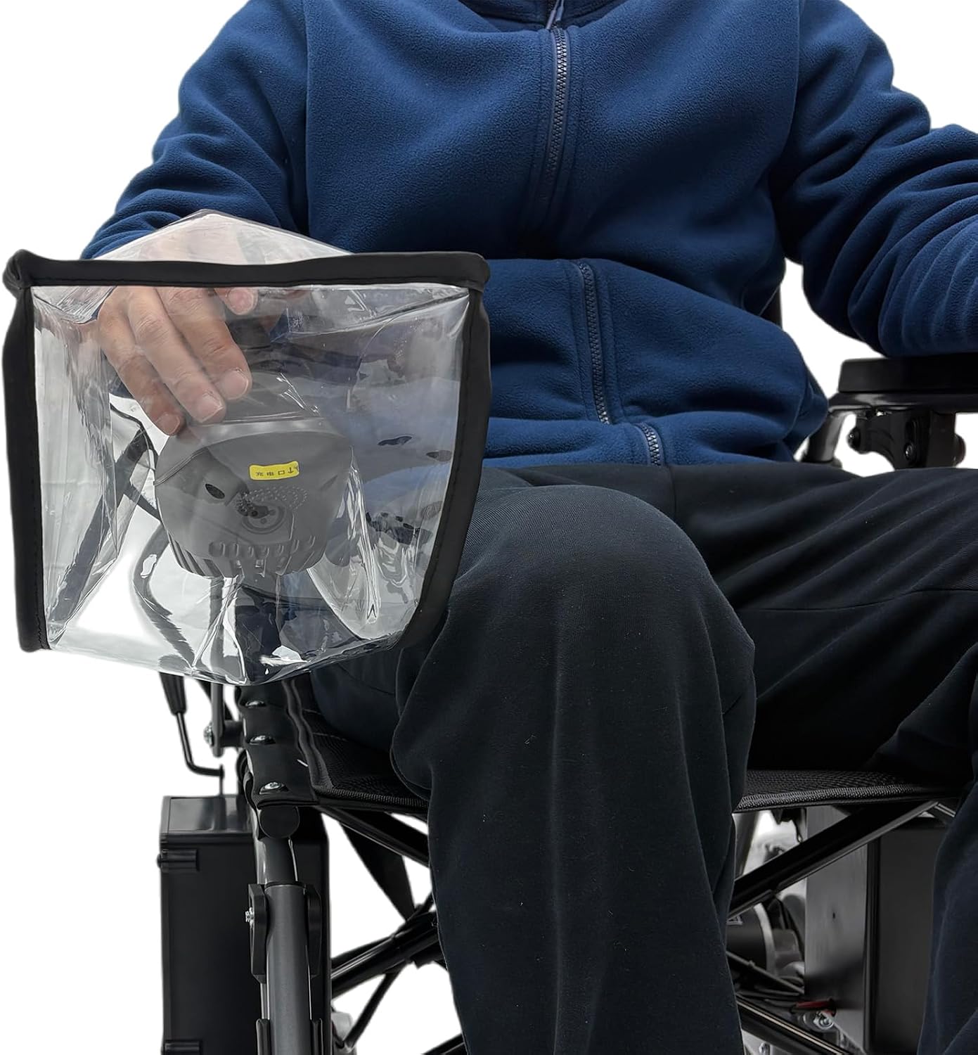 Power Wheelchair Joystick Cover,Custom-Fit and Fully Transparent, Large Universal Fit (10"x14"x7"x6) with Adjustable Strap Closure for Power Wheelchairs