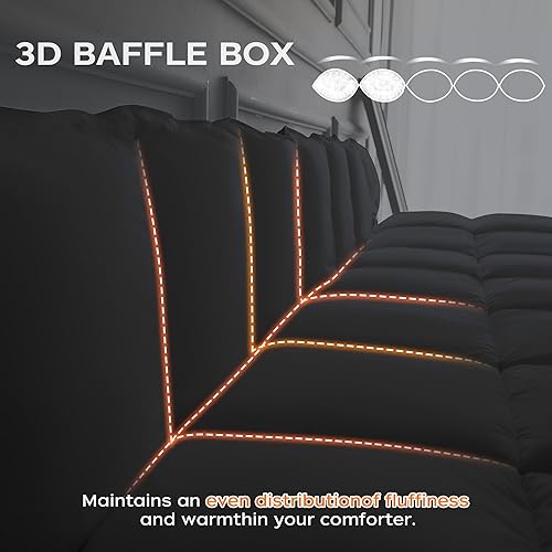 Miniatura 3 de puredown Edredón de plumas de ganso tamaño Queen de gran tamaño, relleno de edredón ligero, manta de edredón para cama, carcasa ultrasuave