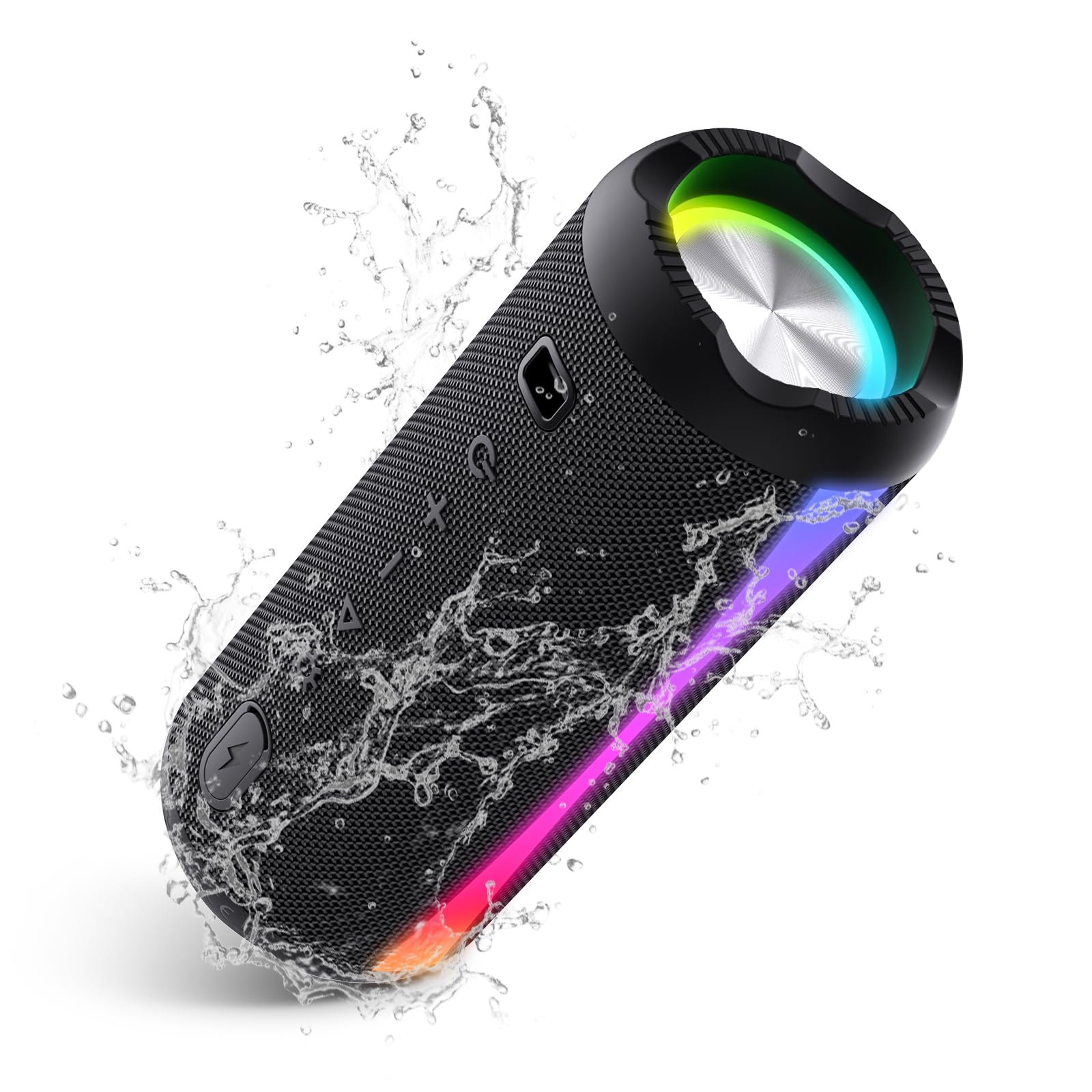dotn Bluetooth Lautsprecher, Musikbox Bluetooth 5.4 mit RGB Lichter, Tragbarer Lautsprecher Freisprechfunktion für Phone, 20h Akku, IP7 wasserdicht Fantastischer Sound Geeignet Outdoor/Garten/Sport