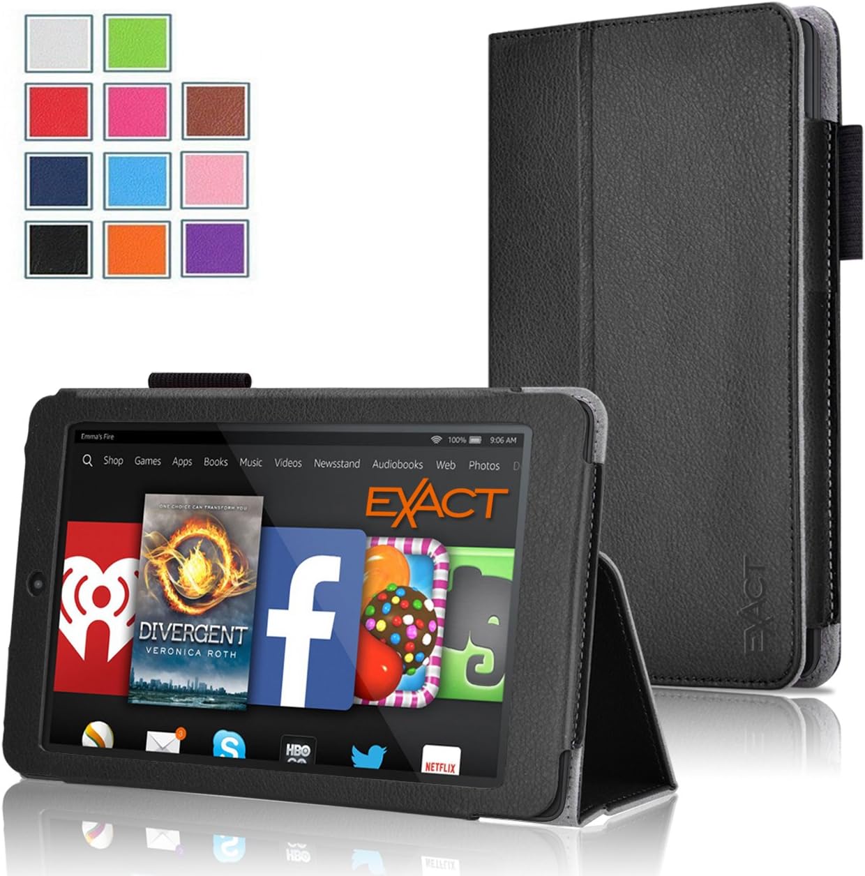 Fire HD 7 Case - Exact Amazon Fire HD 7 4th Gen Case [PRO Series] - Premium PU Leather Folio Case for Amazon Fire HD 7 4th Generation (2014) (With Auto Wakes/Sleep Function) Black