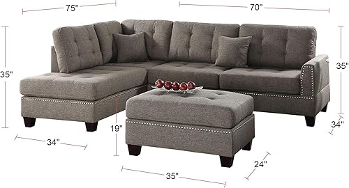 Miniatura 6 de Poundex - Sofá y sofá para dos Bobkona Adolph, F6504 Azul/claro,Marrón,Cítrico