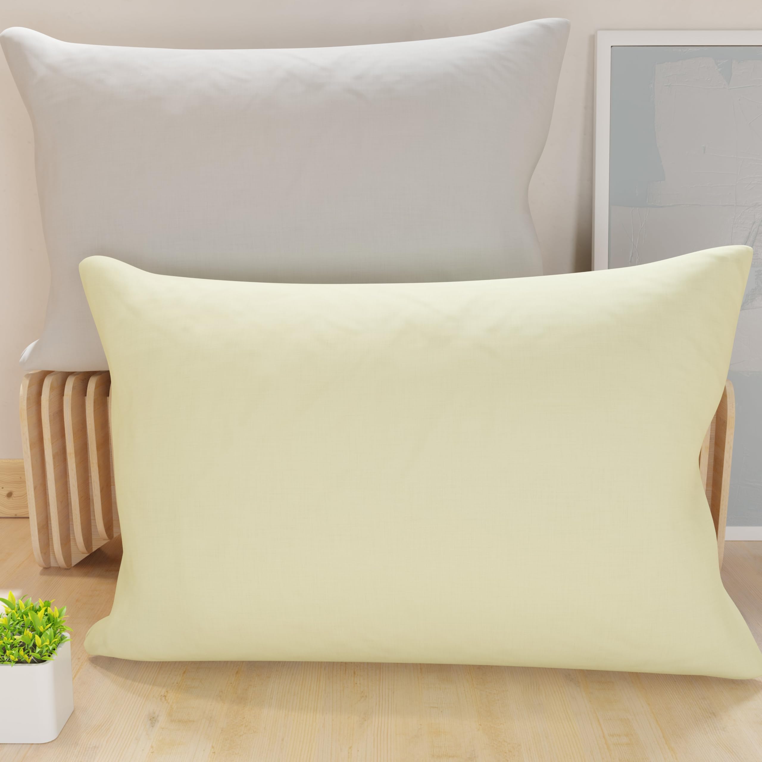 PETTI Artigiani Italiani - 2er-Set Kissenbezüge 70x50 cm aus Mikrofaser, Dekokissen-Bezüge für Schlafzimmer und Sofa, Set mit 2 Kissenhüllen, Wende-Kissenbezug Double-Face Creme Hellgrau