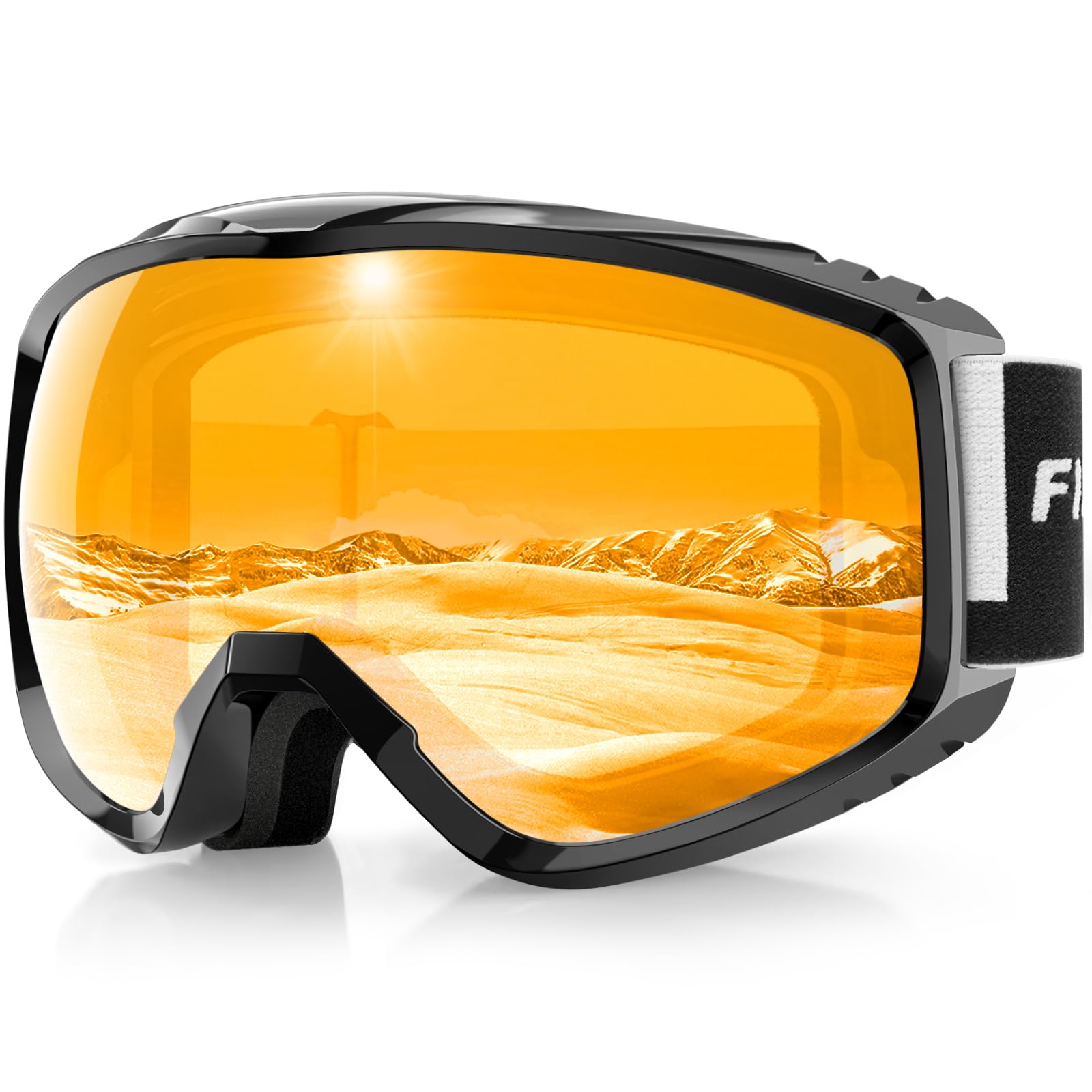Findway Maschere da Sci, Occhiali Sci Donna Uomo, Maschera da Snowboard e Sci per Occhiali da Vista OTG,Anti-UV Protezione UV Anti-Nebbia Specchiato Sfericamente
