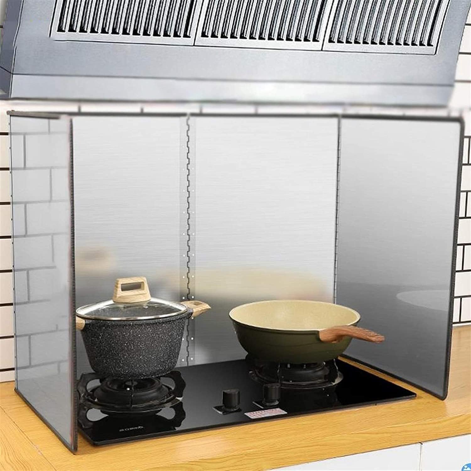 Splatter Screens Kitchen Cooking Frying Pan Oil Splash Screen Cover Gas Stove Splatter Shield Guard Oil Divider Splash Proof Baffle Tool (Size:50 * 50CM)