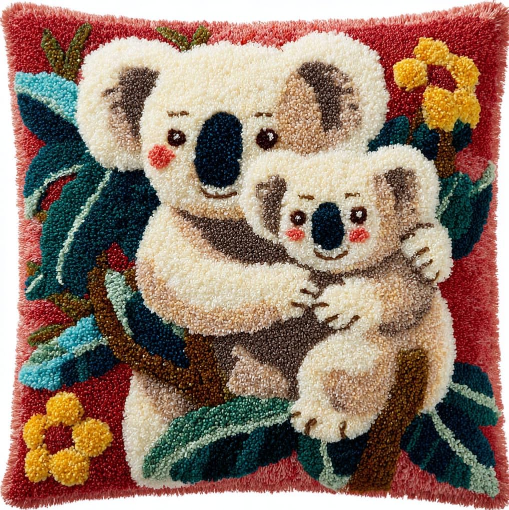 AxiangziK Latch Hook Pillow Craft Kit,Koala Mother and Baby