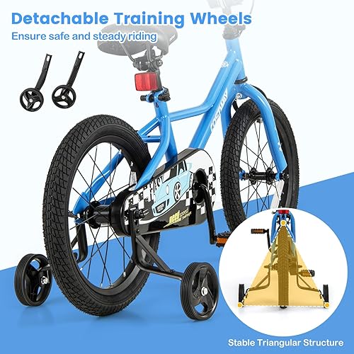 Miniatura 6 de COSTWAY Bicicleta para niños de 12, 14, 16, 18 pulgadas, bicicleta de entrenamiento para niños y niñas con ruedas de entrenamiento extraíbles,