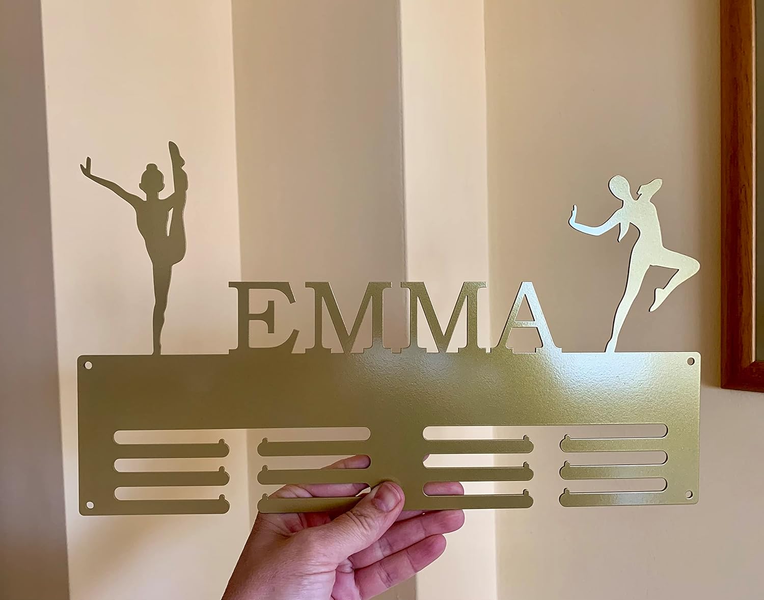 Personalized Dance Medal Holder, Custom Name, Sports Metal Hanger Wall Mount, Medal Ribbon Display Stand Hanger Rack Frame for Awards, Gift for Dancer, Cheerleader, Competition Ballet, Various figures