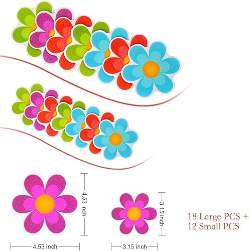 Miniatura 4 de Calcomanías antideslizantes para bañera, 30 unidades de calcomanías antideslizantes para suelo de ducha, apliques de flores brillantes