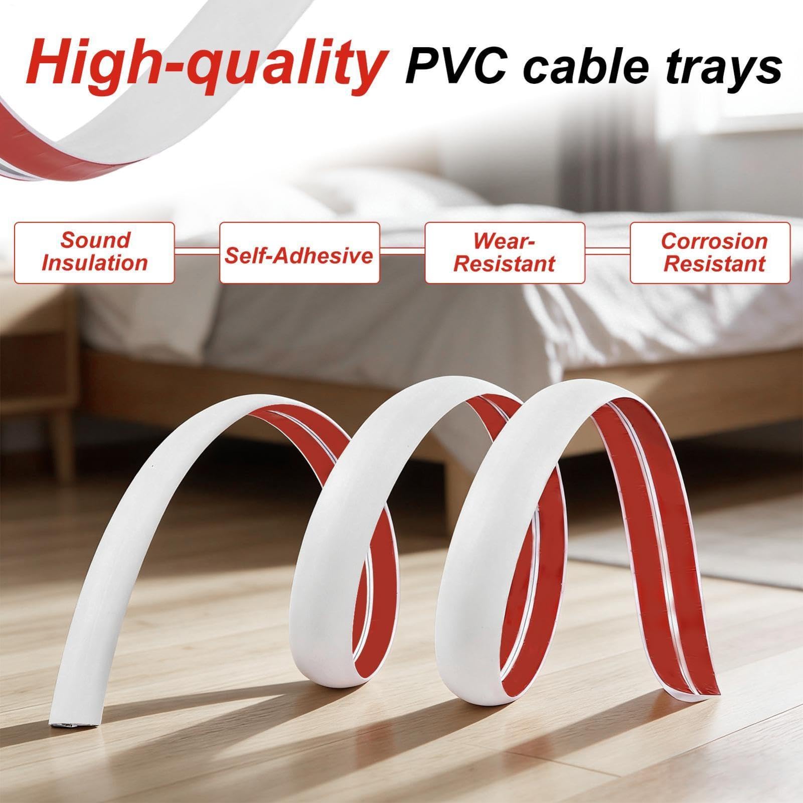 20m Kabelkanal Mit Starker Selbstklebung, 5cm Breit Flacher PVC Kabelkanal Selbstklebend, Flexibel Und Schneidbar, Für Boden Und Wand, Versteckts Kabel Sicher, Reduziert Unfallrisiko