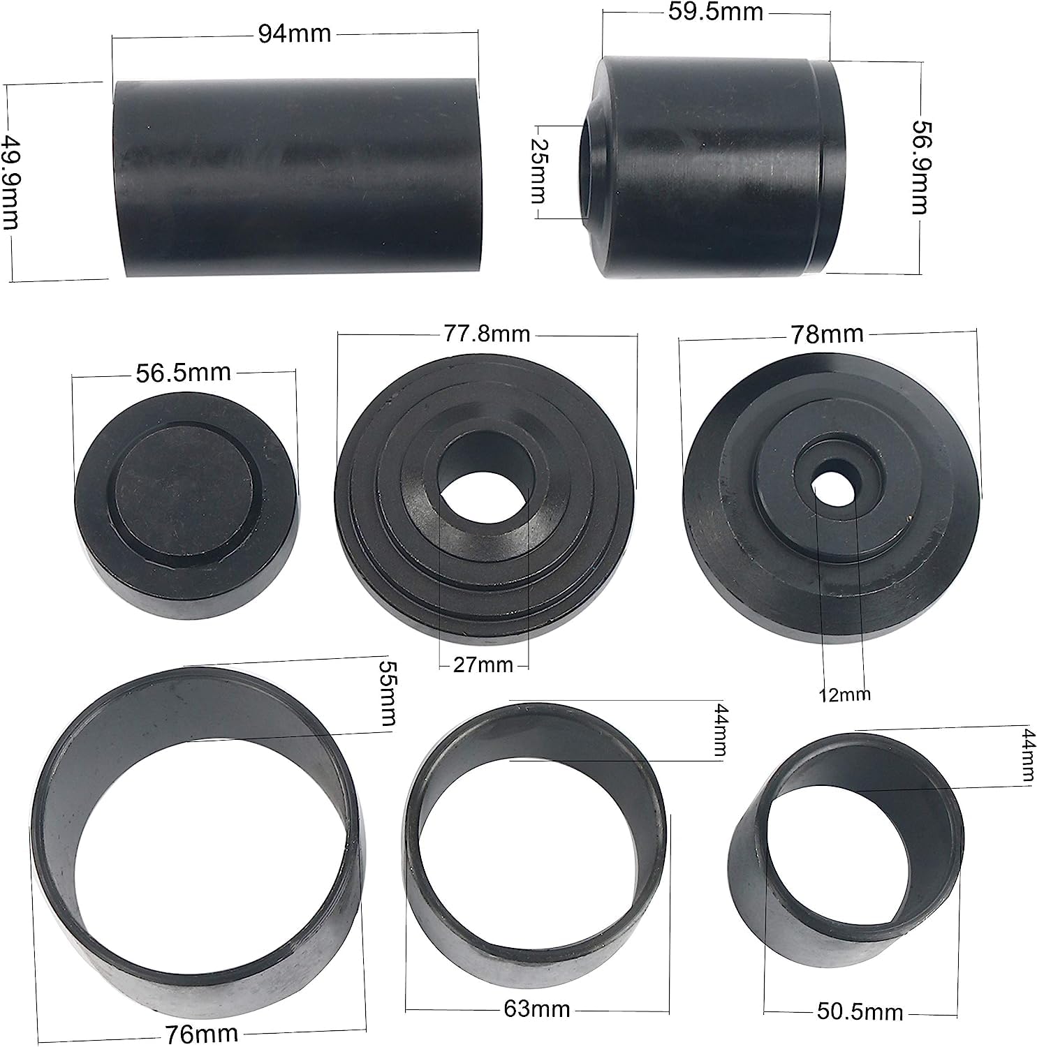FreeTec Juego de herramientas de extracción de juntas esféricas y juntas en U - Diseño pesado, kit profesional de 10 piezas con adaptadores 4x4 para la mayoría de coches 2WD y 4WD