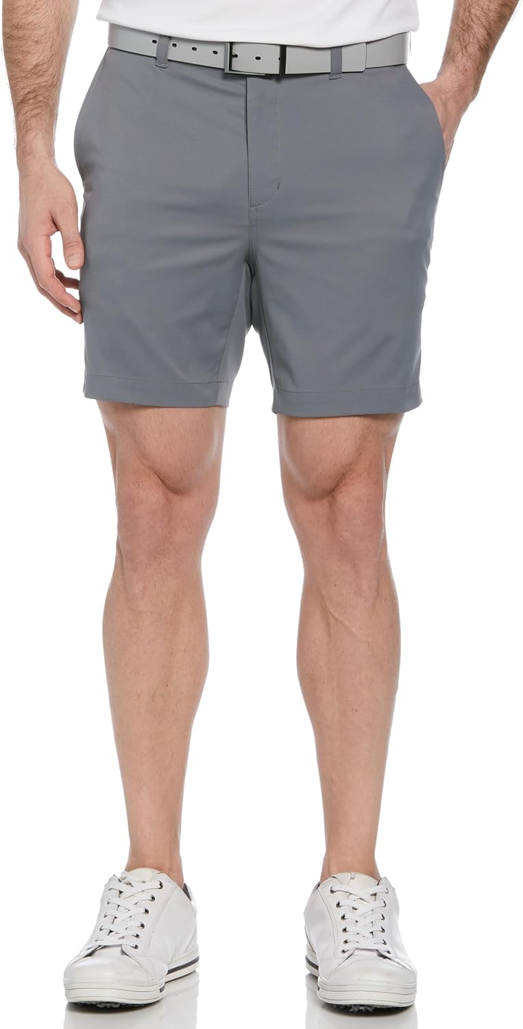 PGA Tour Mens 7” Flat Front Performance Stretch Golf Shorts with Active Waistband