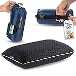 alkamto Travel & Camping Comfortable Memory Foam Pillow - Easy to Carry Portable Bag - Temperature Regulating Pillow Case (Black)