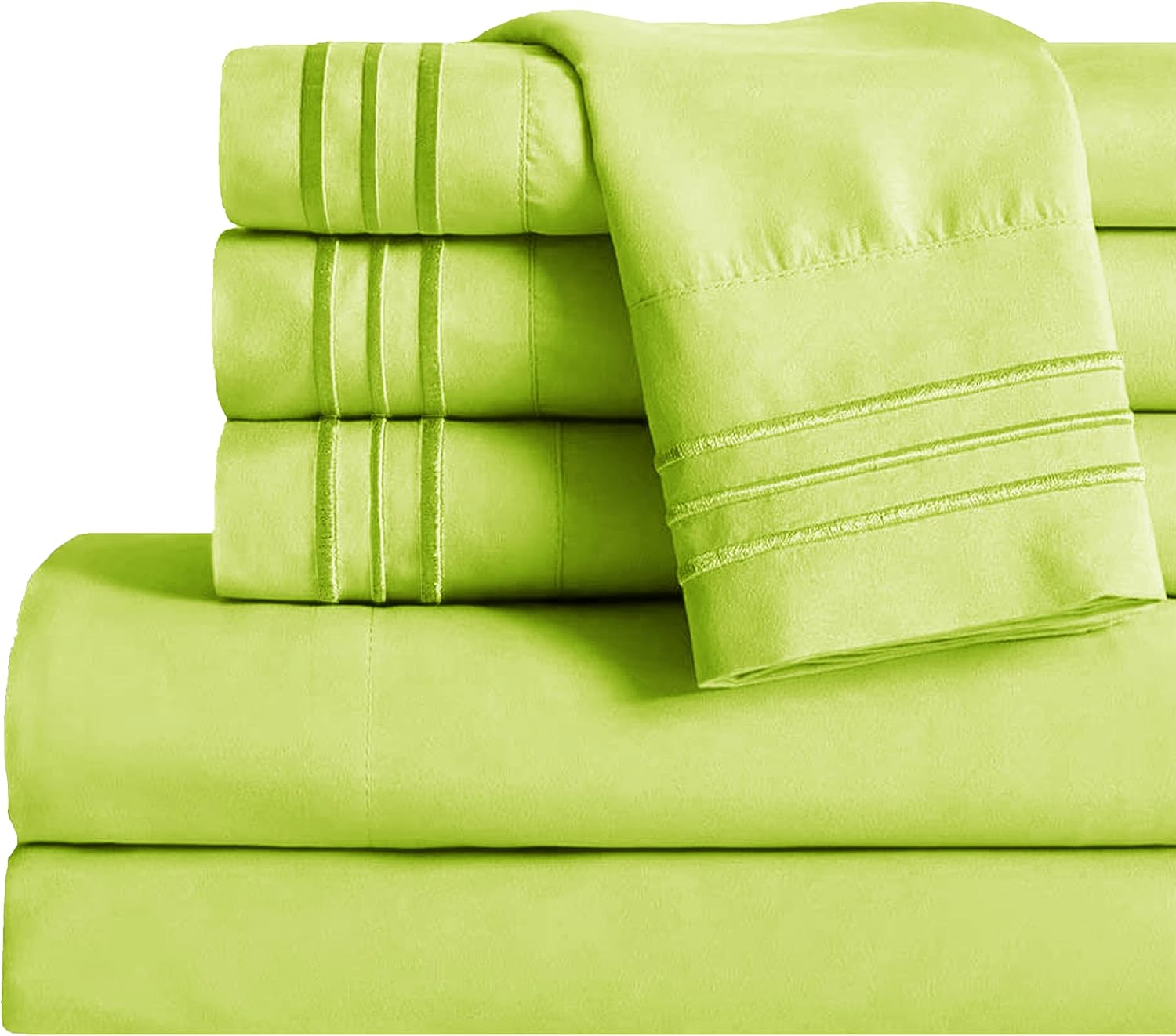 Mocassi Queen Sheet Set - Luxury Hotel 1800 Premier Bedding Sheets & Pillowcases - Ultra Soft Breathable & Cooling Bed Sheets - Deep Pocket - Wrinkle Resistant - 6 Piece Set - Queen, Lime