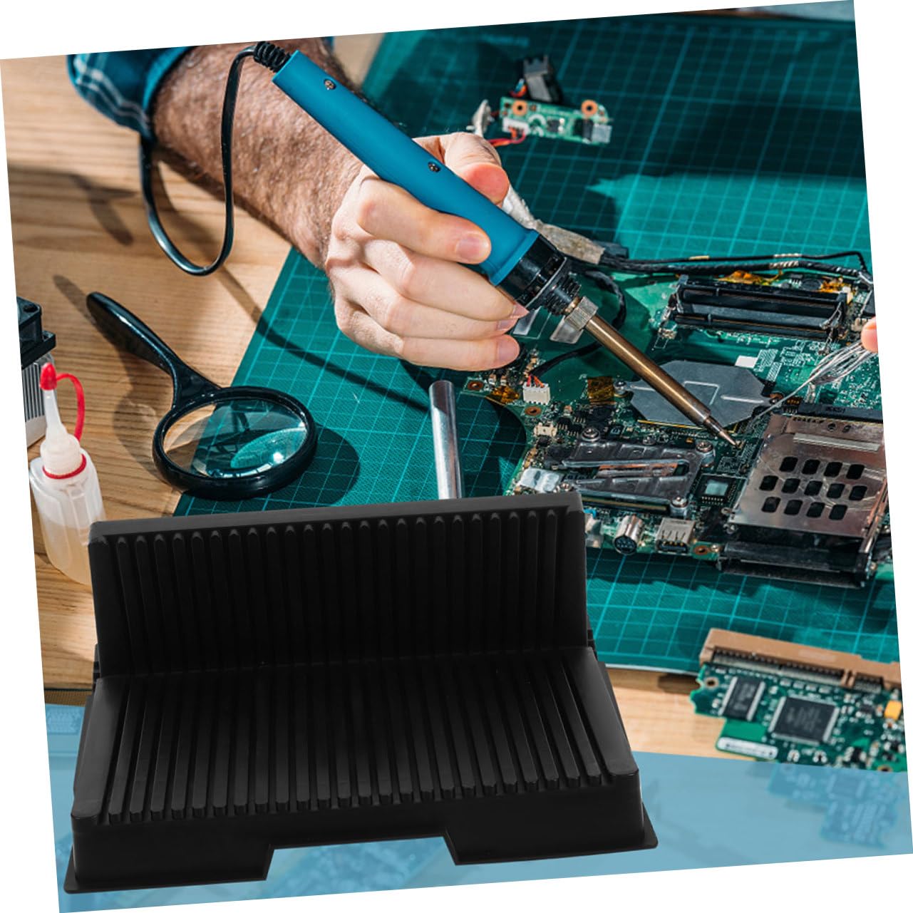 Cabilock 25-Slot PCB Rack for Soldering Functional Circuit Board Holder Anti-Static Bracket Easy Mounting