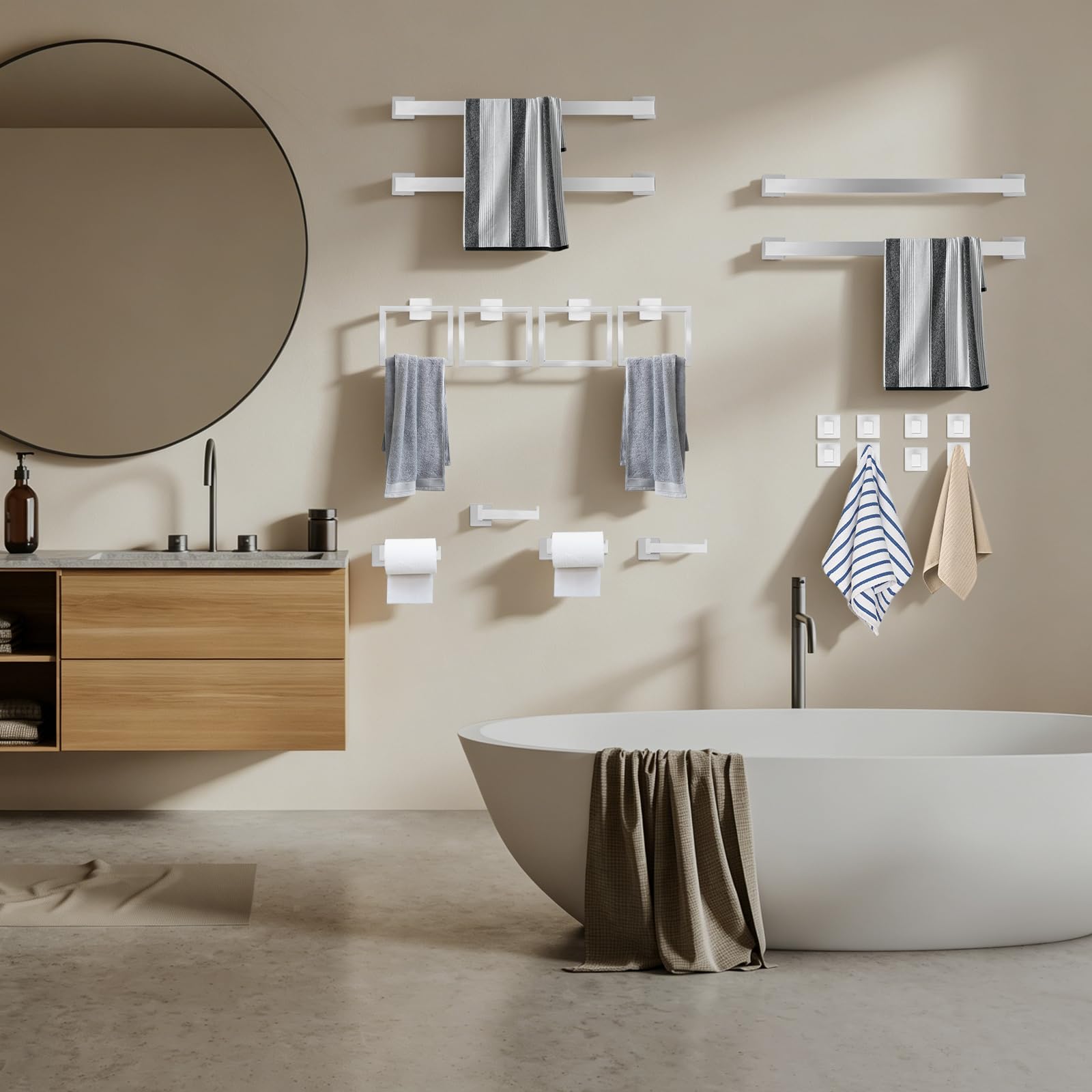 Lot de 20 porte-serviettes de salle de bain en acier inoxydable - Montage